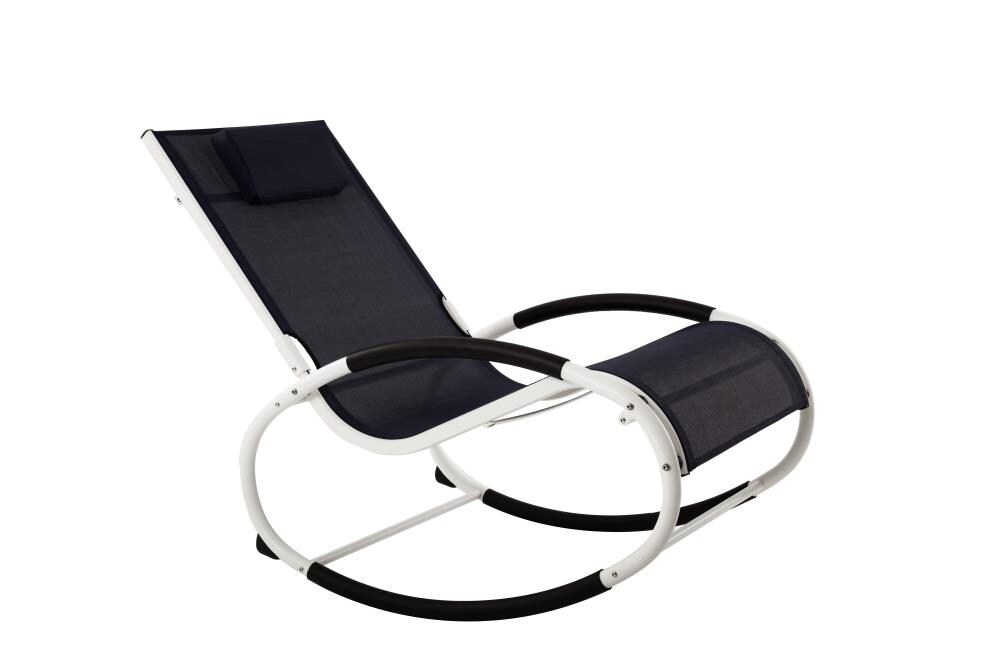 Vivere WAVEROCK1-NW WAVEROCK1 White Aluminum Frame Rocking Chair with Blue Mesh Seat