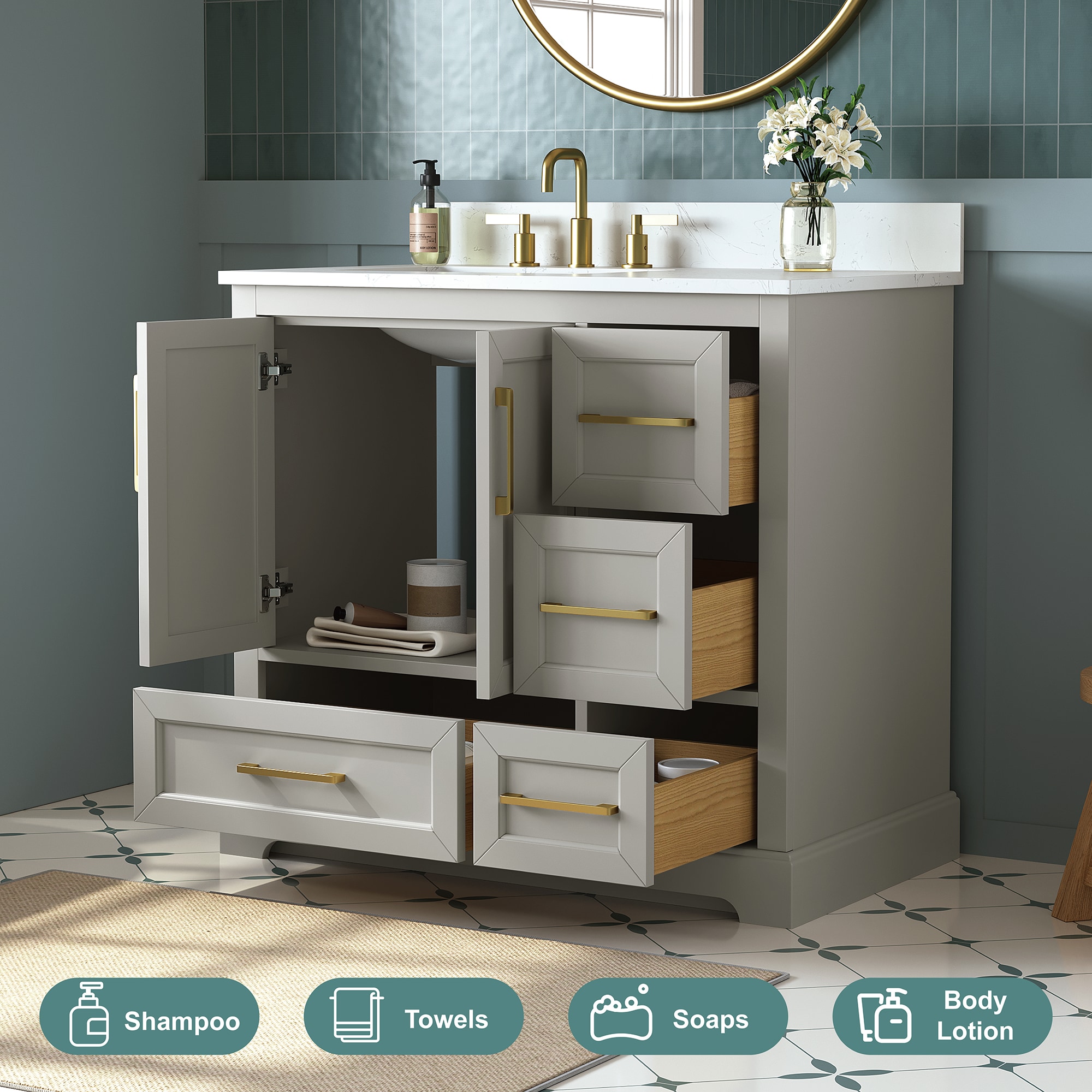 DELUXE LIVING V24028-36FG Bath-Vanity-Combo - View #5