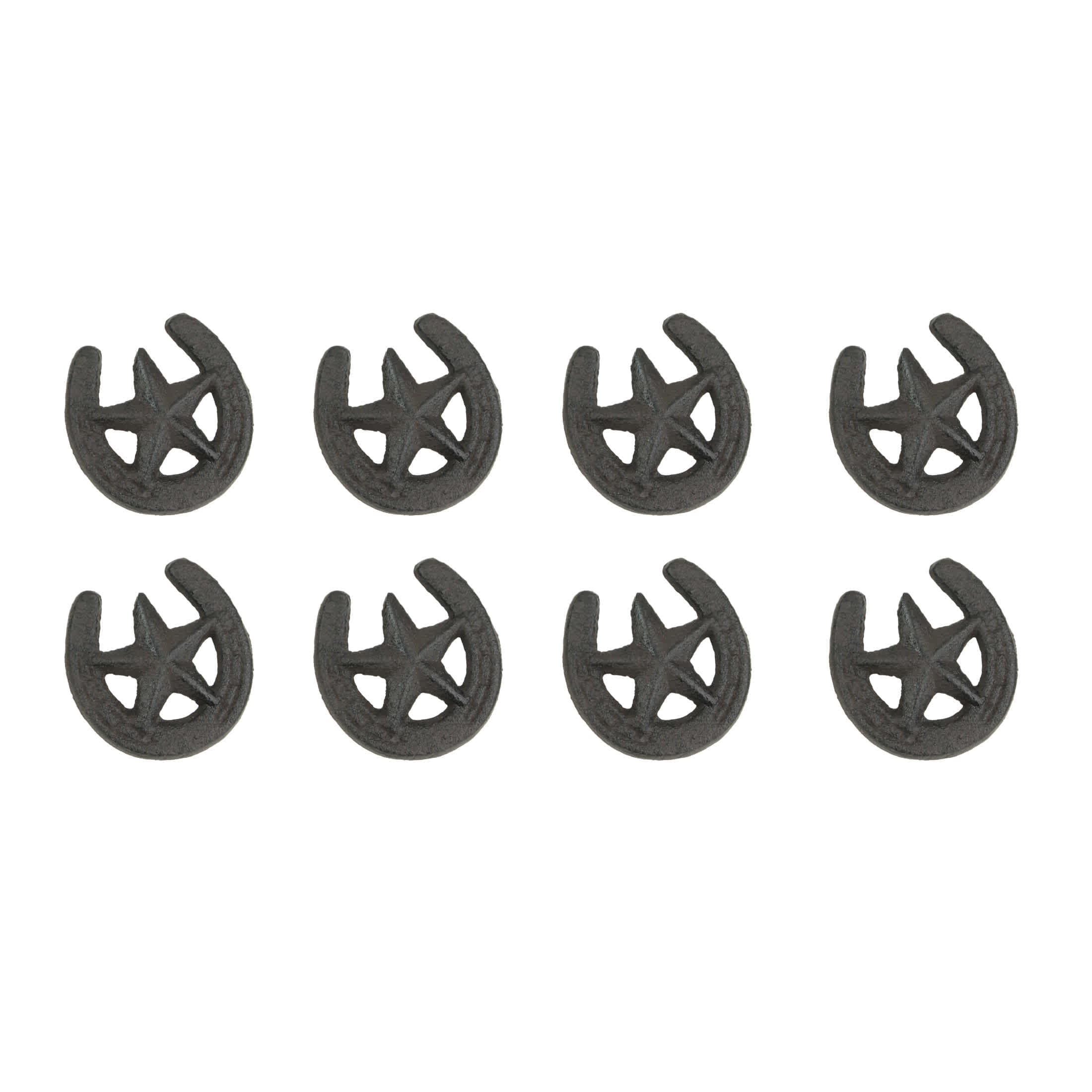 Things2Die4 DLC-55096-SET Set of 8 Brown Western Star and Horseshoe Cast Iron Cabinet Knobs Drawer Pulls