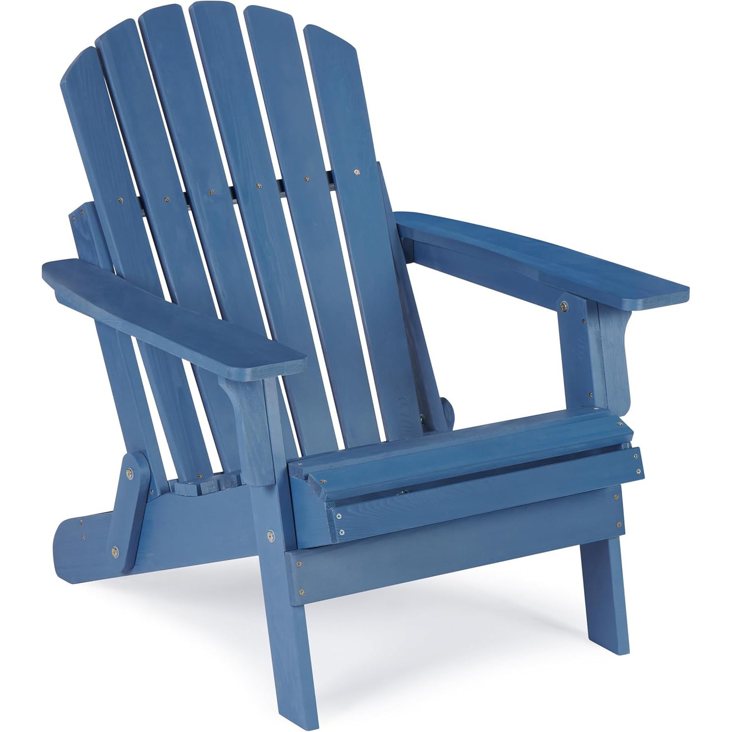 Mondawe OR-53344-BEE Blue Wood Frame Stationary Adirondack Chair with Slat Seat