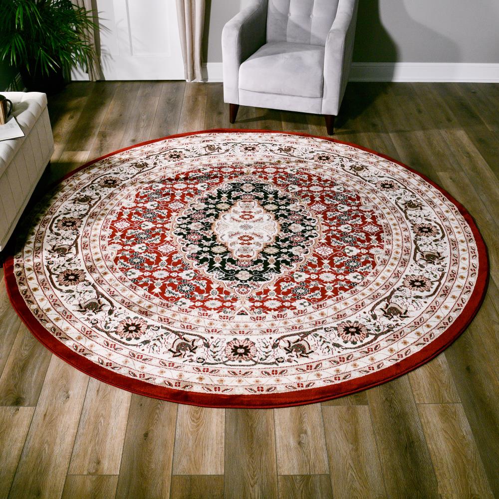 MDA Rugs Valladolid 6 x 6 Ivory Round Indoor Border Area Rug at Lowes.com