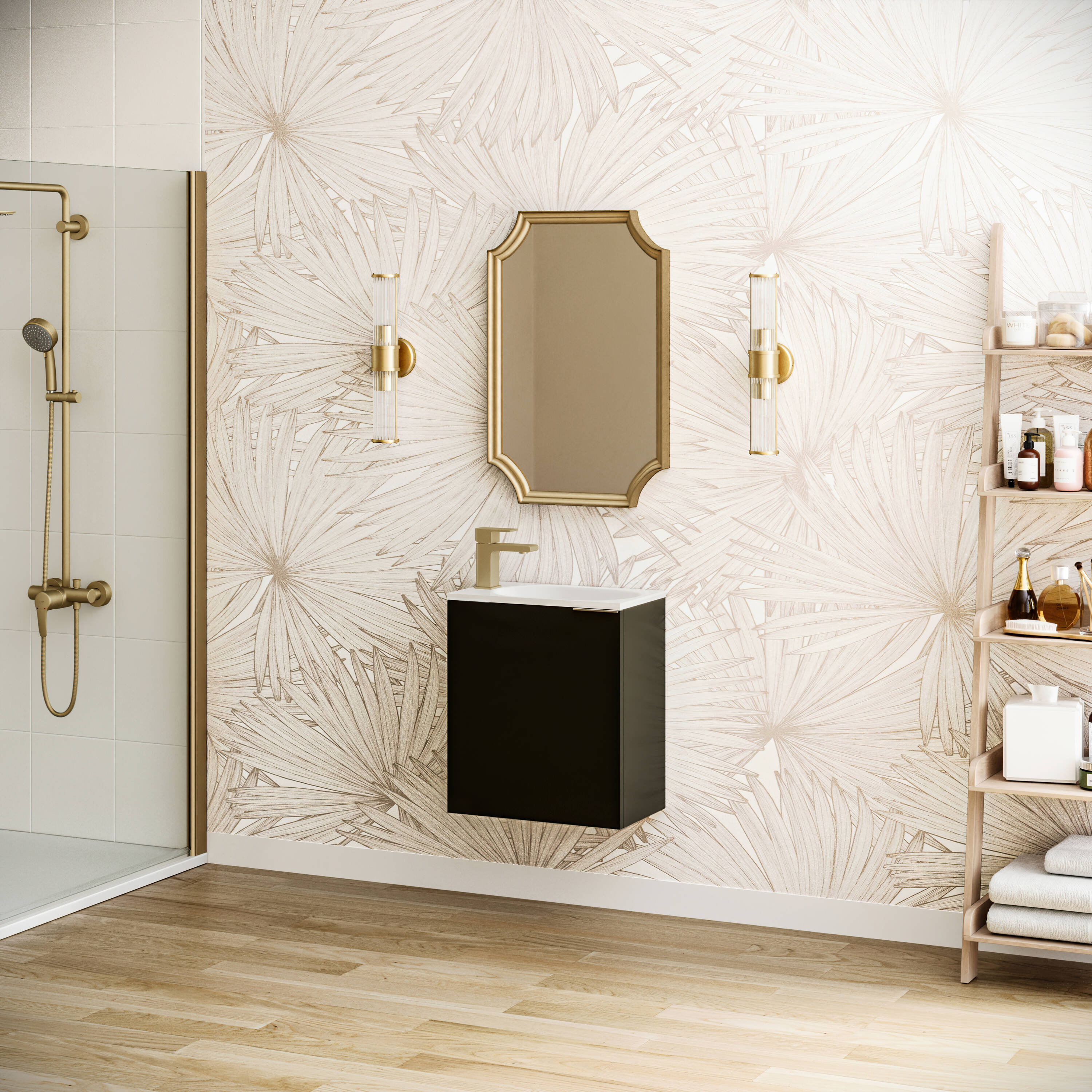 Valencia 20" Black Wall-Mount Vanity with White Acrylic Sink