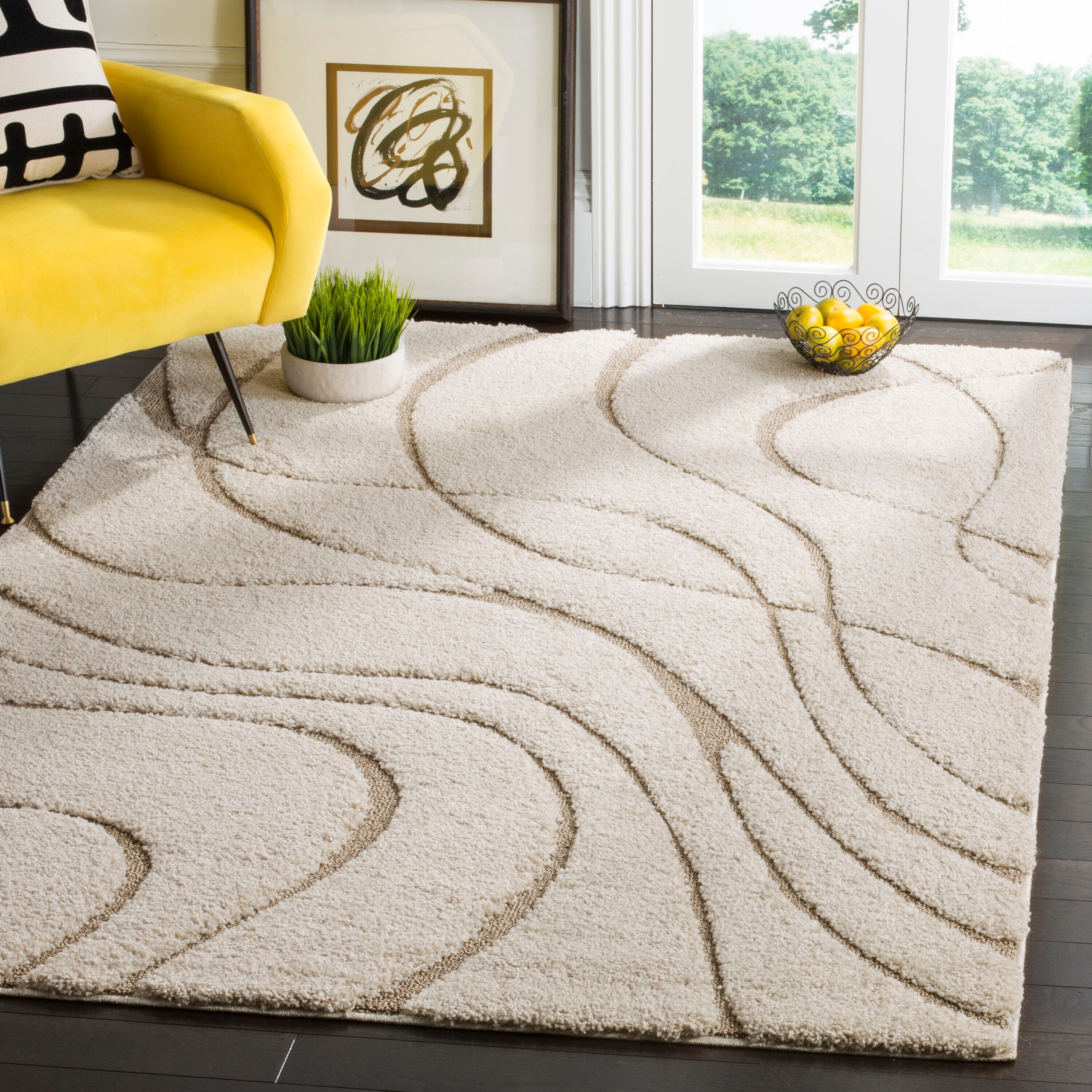 Safavieh Florida Rhythm Shag 11 x 15 Cream/Beige Indoor Abstract Area ...