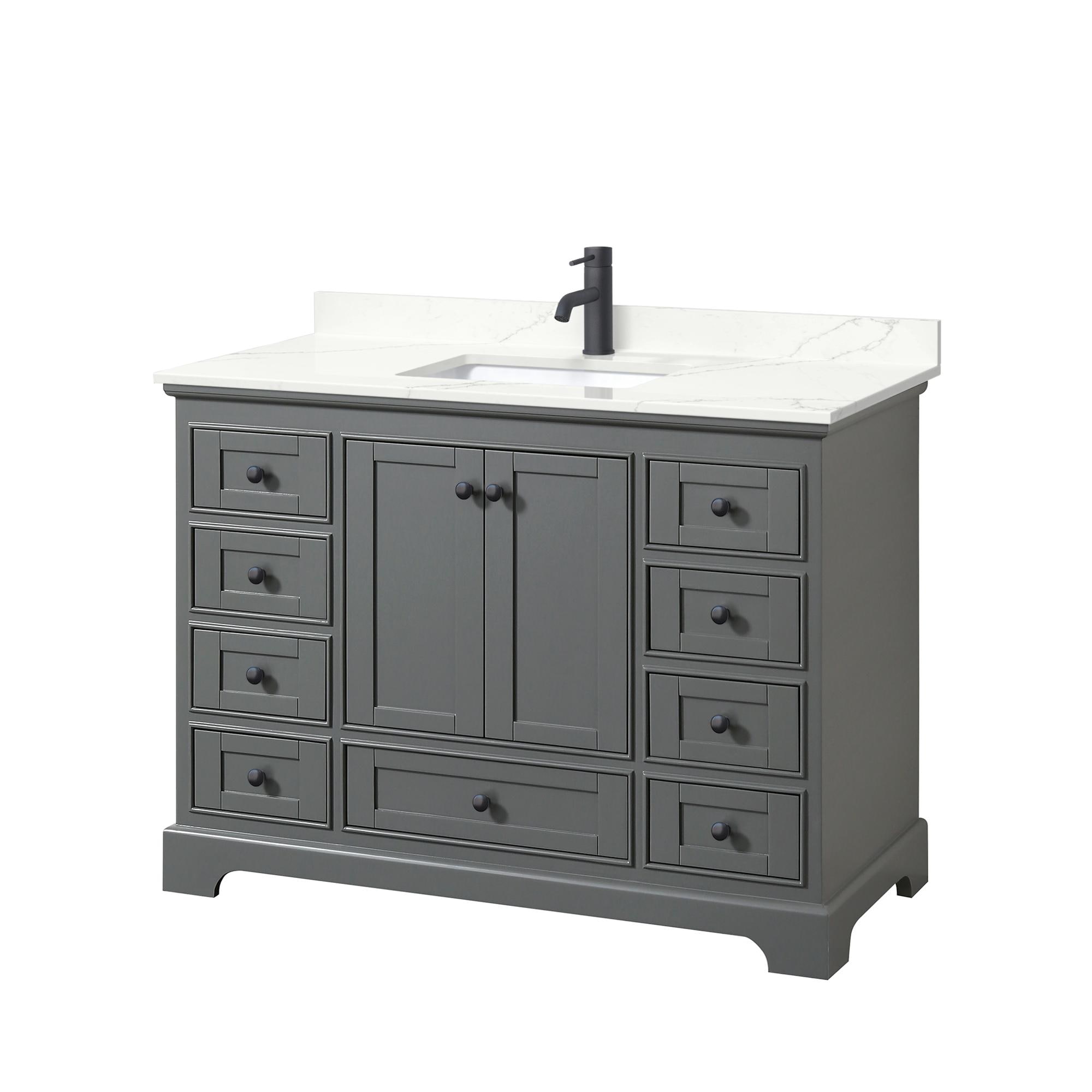 Wyndham Collection WCS202048SGBGTUNSMXX Deborah 48-in Dark Gray Undermount Single Sink Bathroom Vanity with Giotto Quartz Top