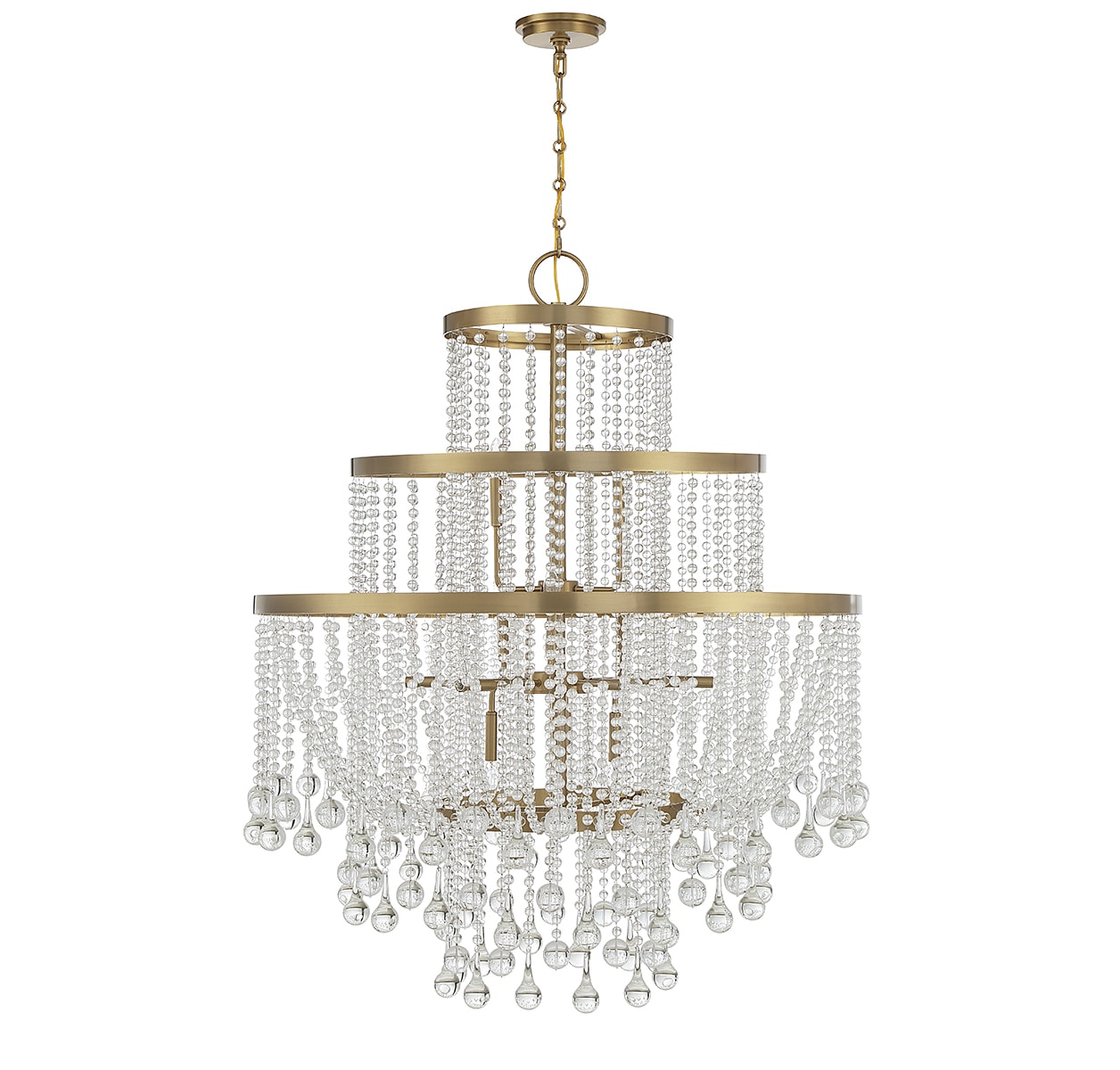 Luna Warm Brass 15-Light Tiered Crystal Chandelier