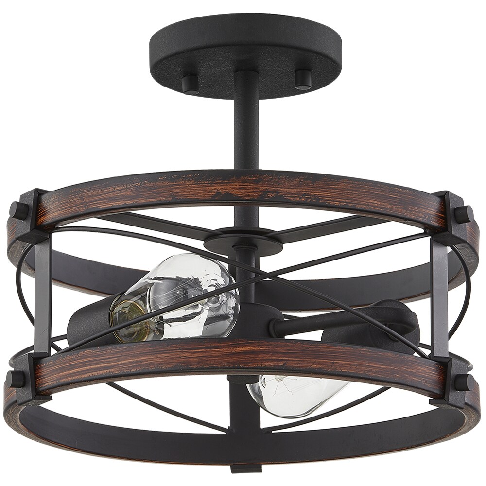 wood and metal flush mount light