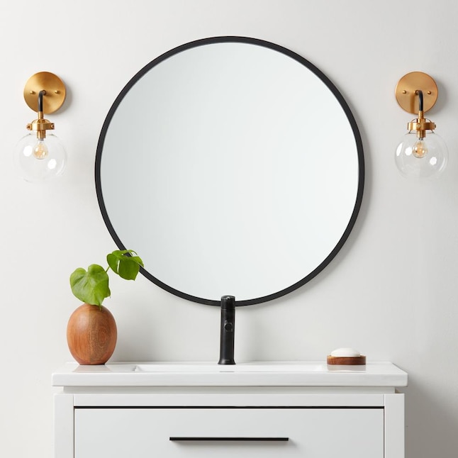 Better Bevel Frameless Round Mirror, 24 Diameter Circle Bathroom Wall  Mirror w/Beveled Edge