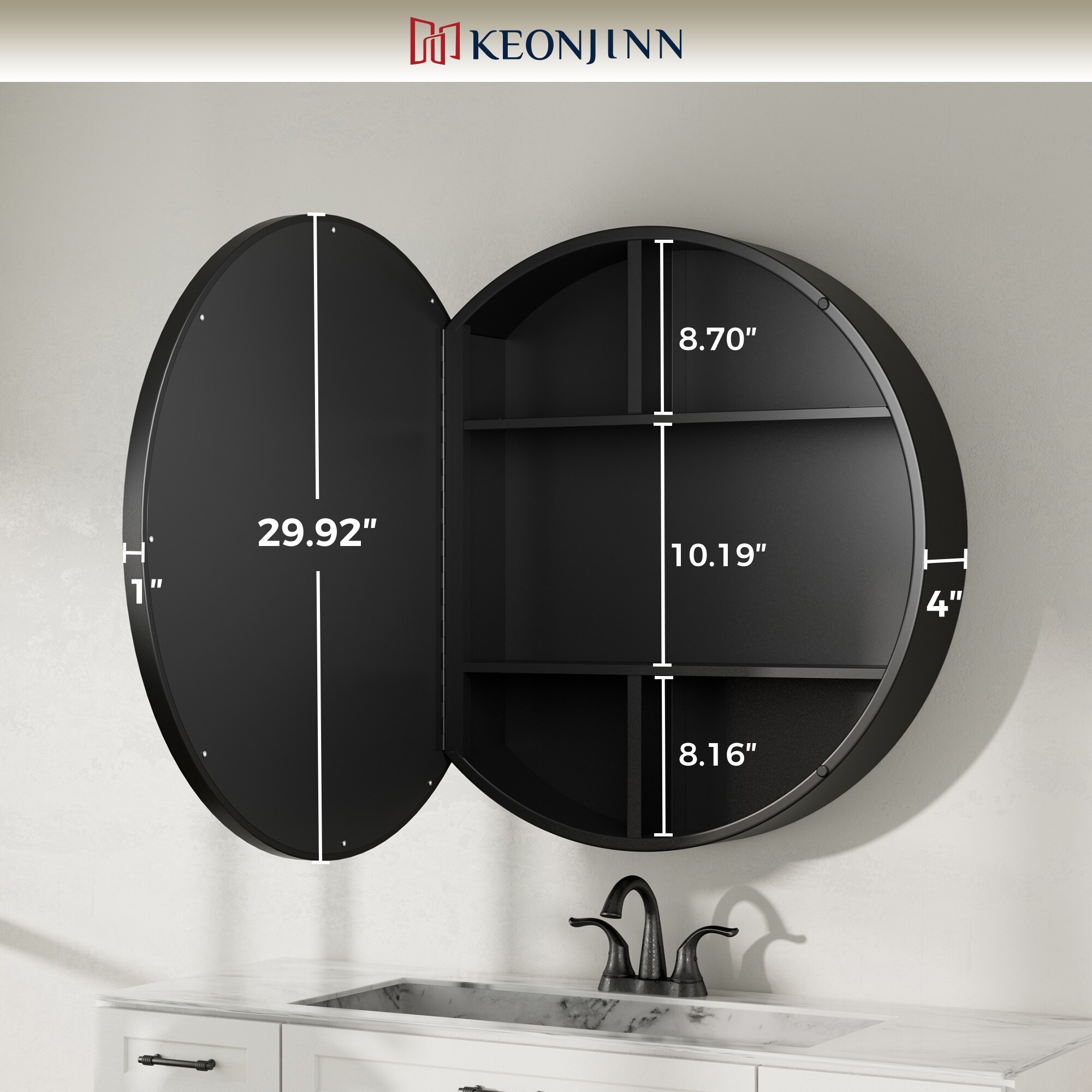 Keonjinn LW-JSKJG-R76BK Bathroom-Medicine-Cabinets - View #5