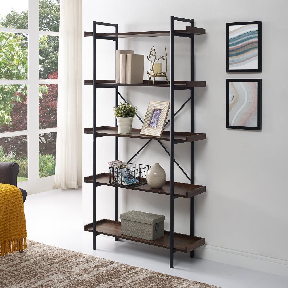 Dark Walnut Metal 5-Shelf Bookcase at Lowes.com