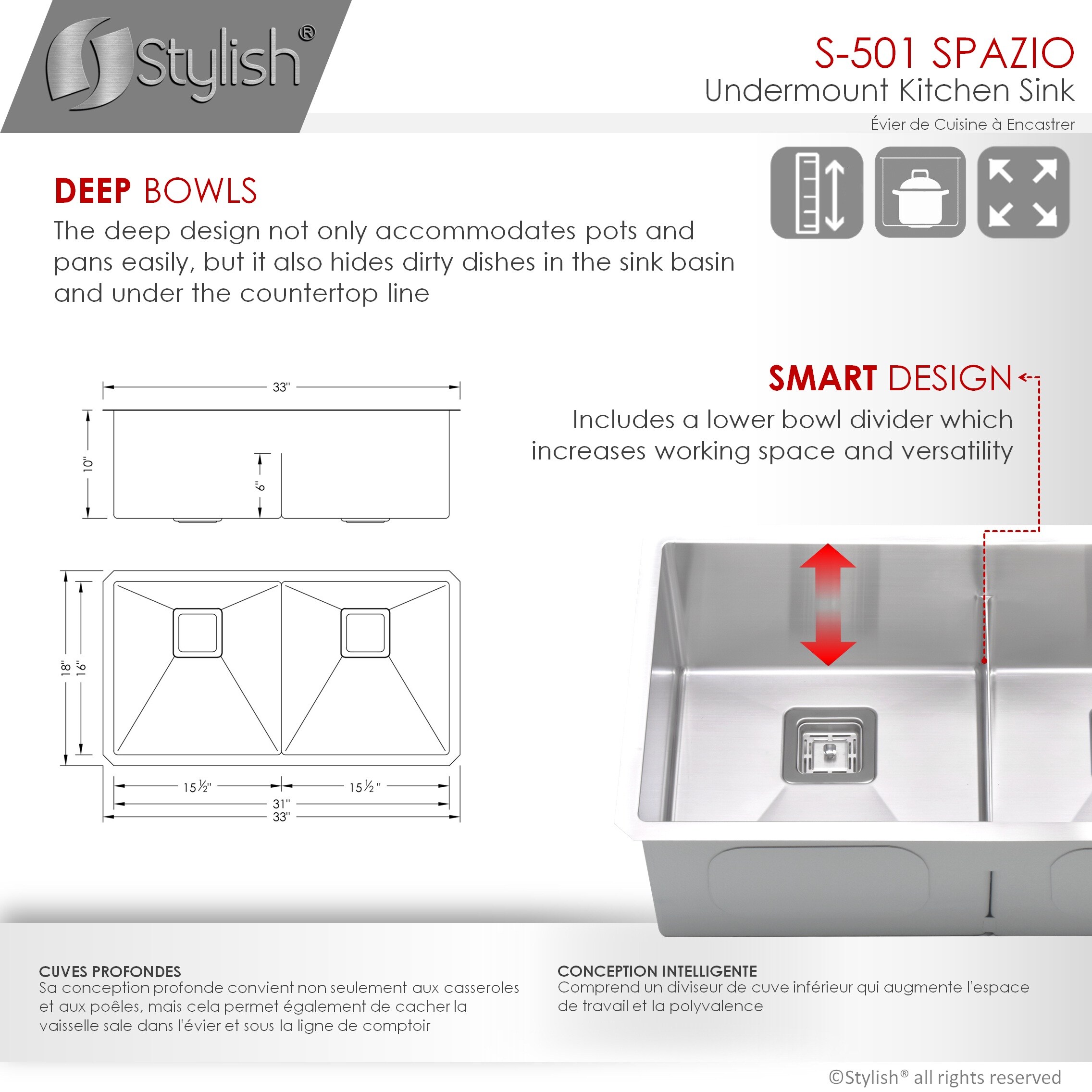 Stylish S-501XG1 Kitchen-Sinks - View #8