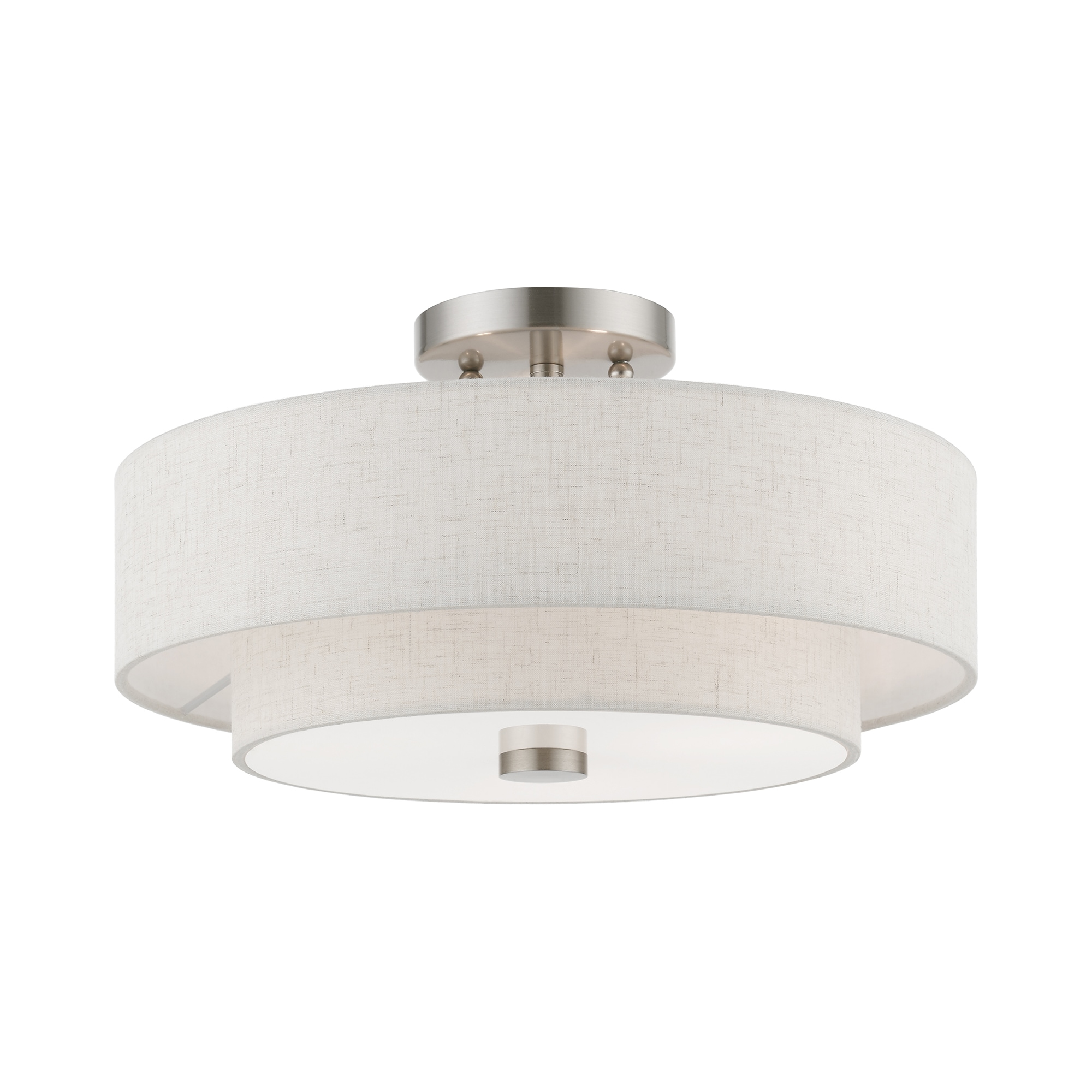 Livex Lighting 51084-91 Meridian 3 -Light 15-in Brushed Nickel Semi Flush Mount Light