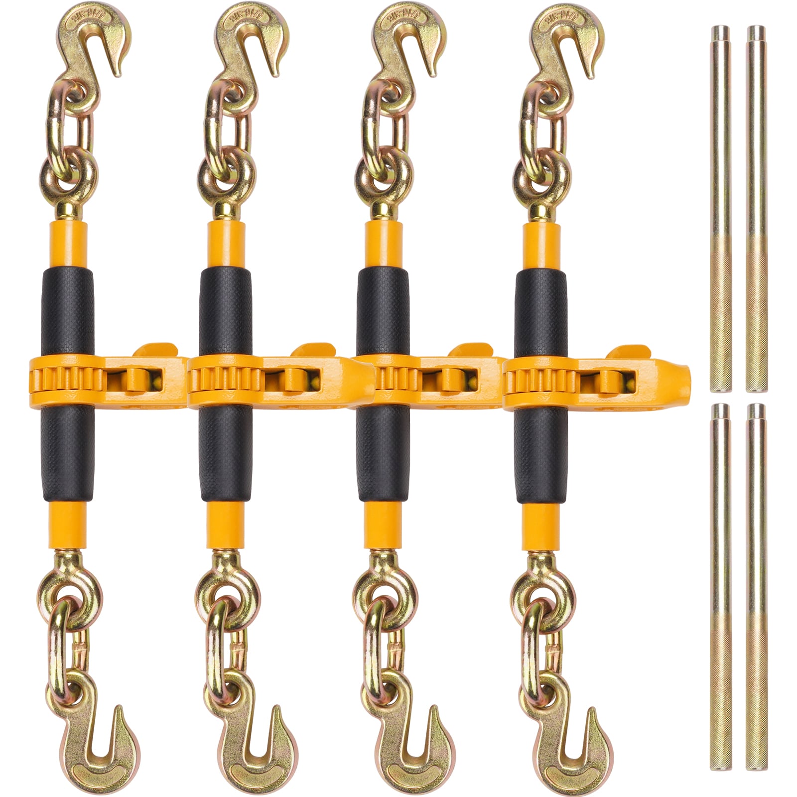 SVOPES SVOPESJLLJQBJ08859V0 Chain Tightener. 5/16inch-3/8inch Cargo Binder with G80 Hooks. 7.100 lbs Load Capacity. Anti-slip Handle. Secure Loads on Flatbeds and Trailers. Set of 4