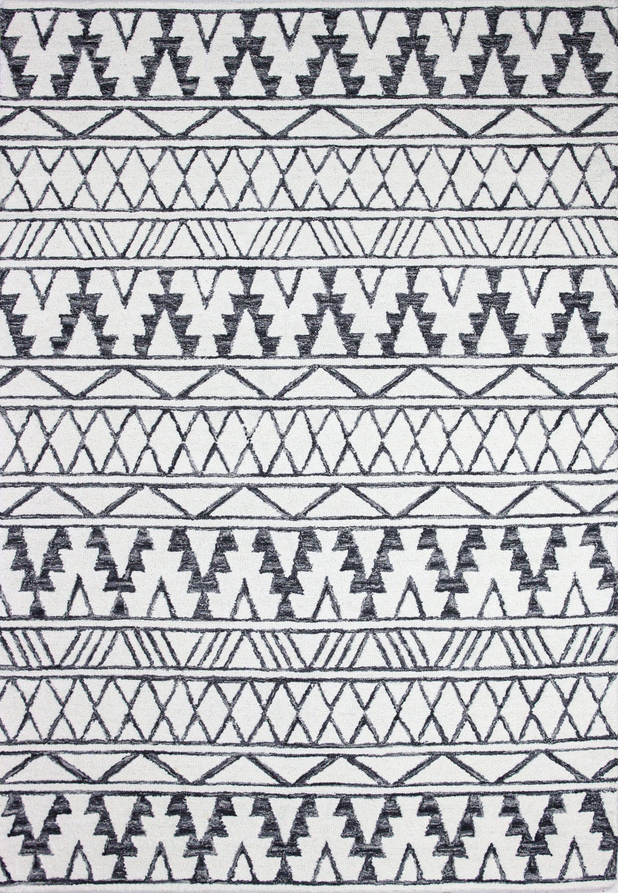Bashian 649652295985 4 X 6 (ft) Wool Ivory/Charcoal Indoor Geometric Moroccan Area Rug