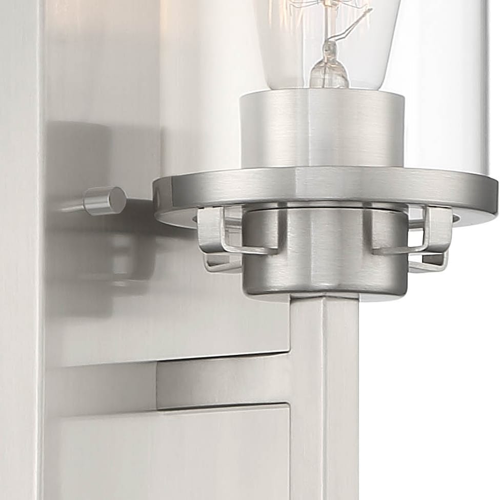 Jedrek Brushed Nickel Cylinder Sconce, Dimmable Direct Wired