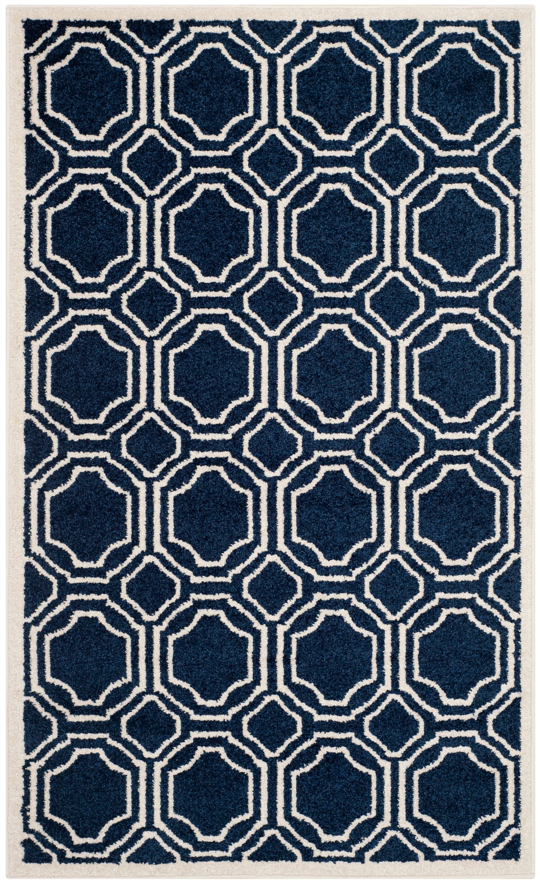 Safavieh AMT411P-3 Amherst Mosaic 3 x 5 (ft) Loomed Synthetic Navy/Ivory Rectangular Indoor/Outdoor Geometric Throw rug
