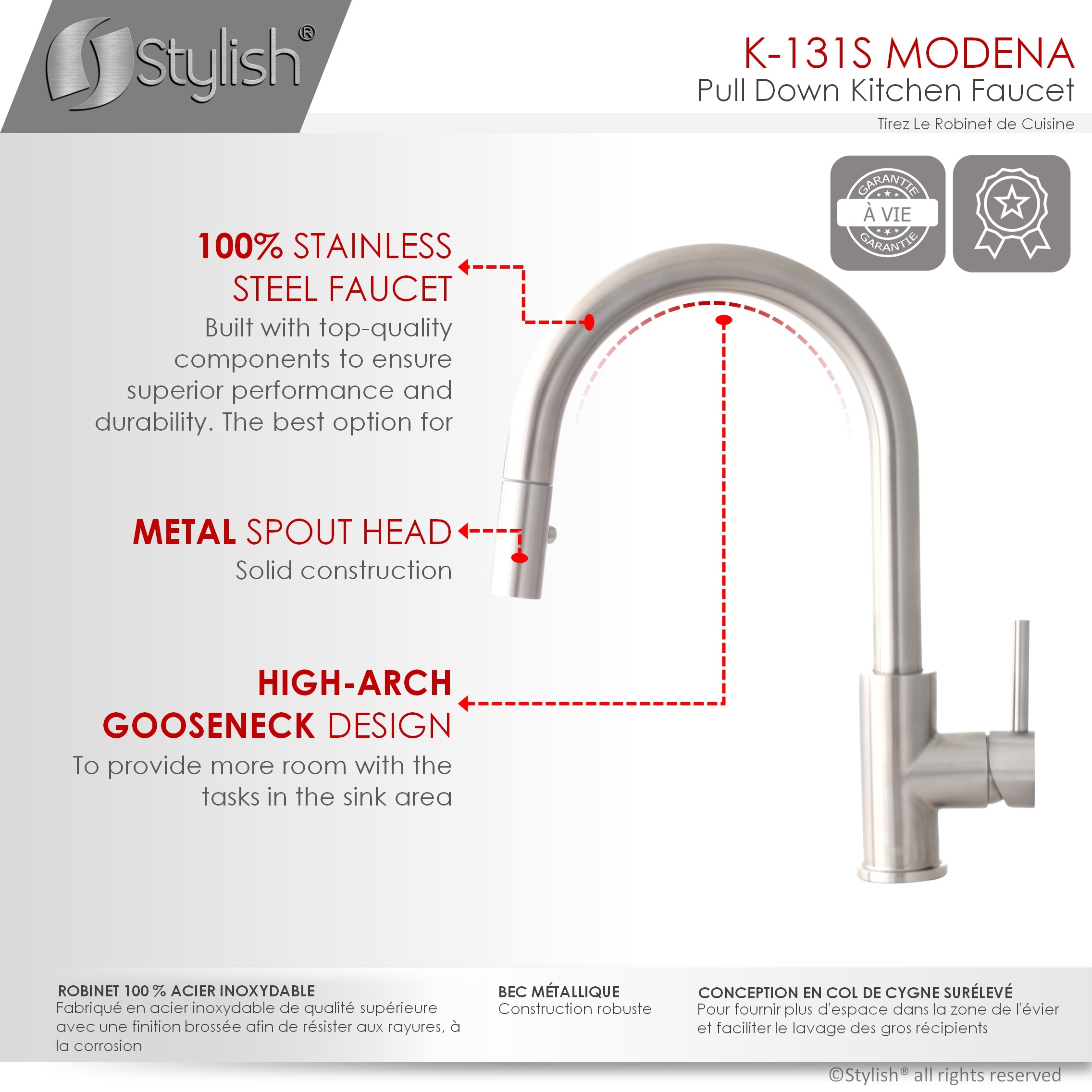 Stylish K131SK142S Kitchen-Faucets - View #3