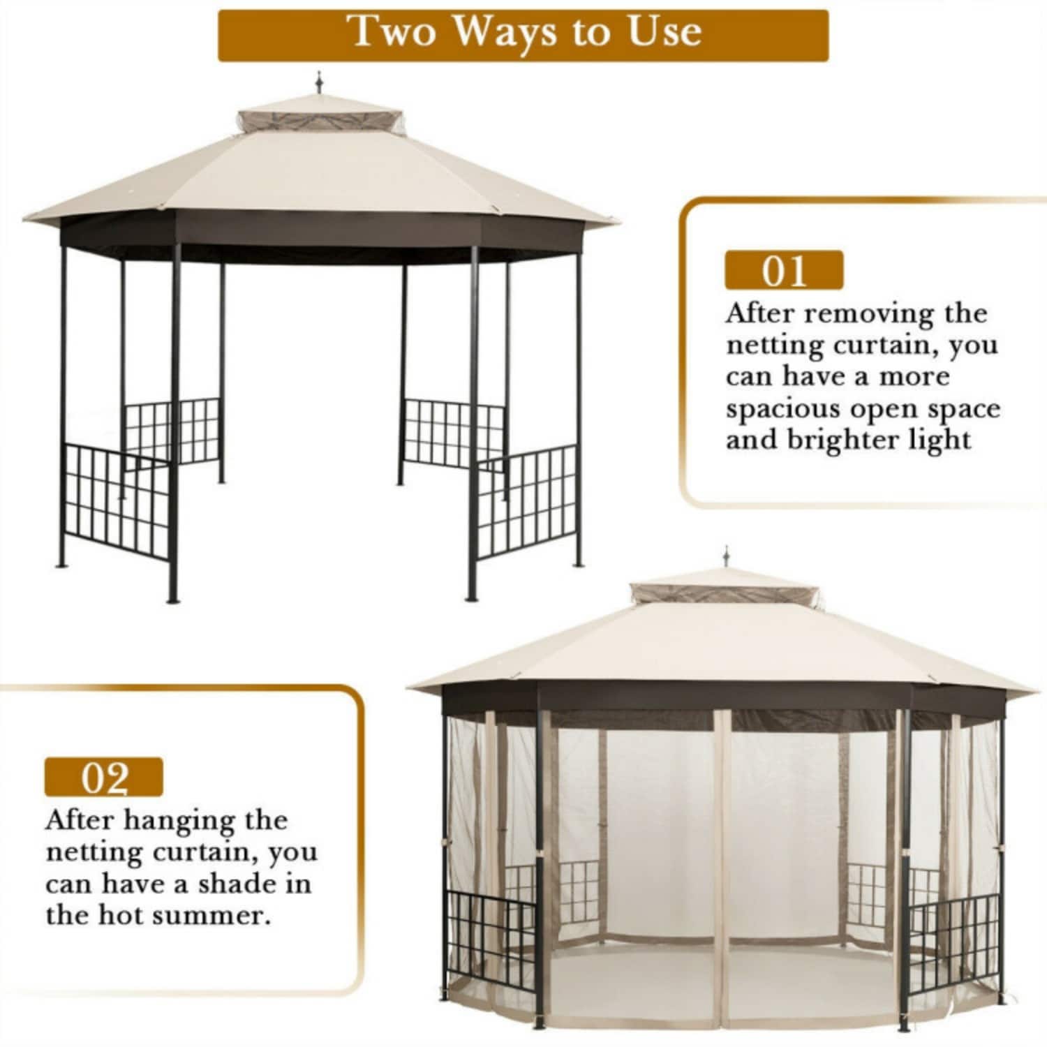 Mondawe MO-WFOP70383BE Wood-Resin-Gazebos - View #5