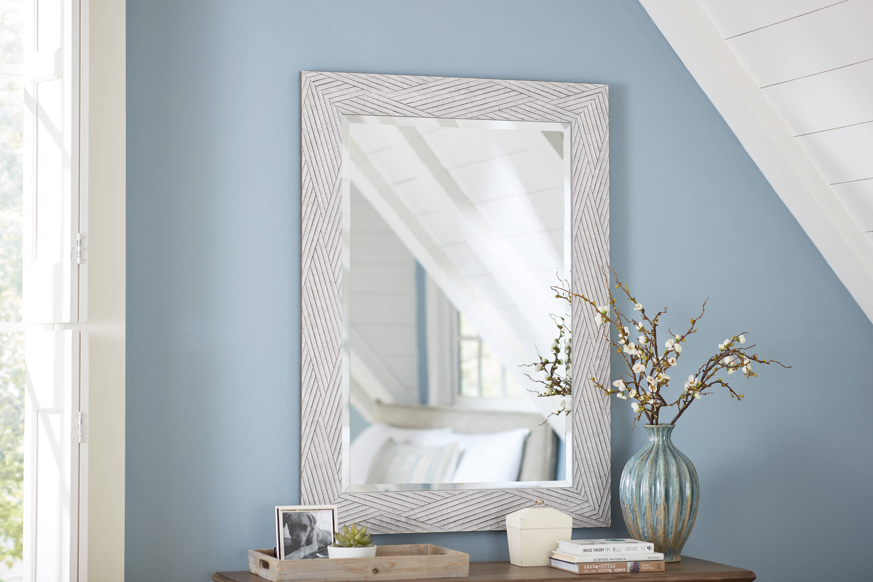 allen + roth 26-in W x 32-in H Silver Framed Wall Mirror in the