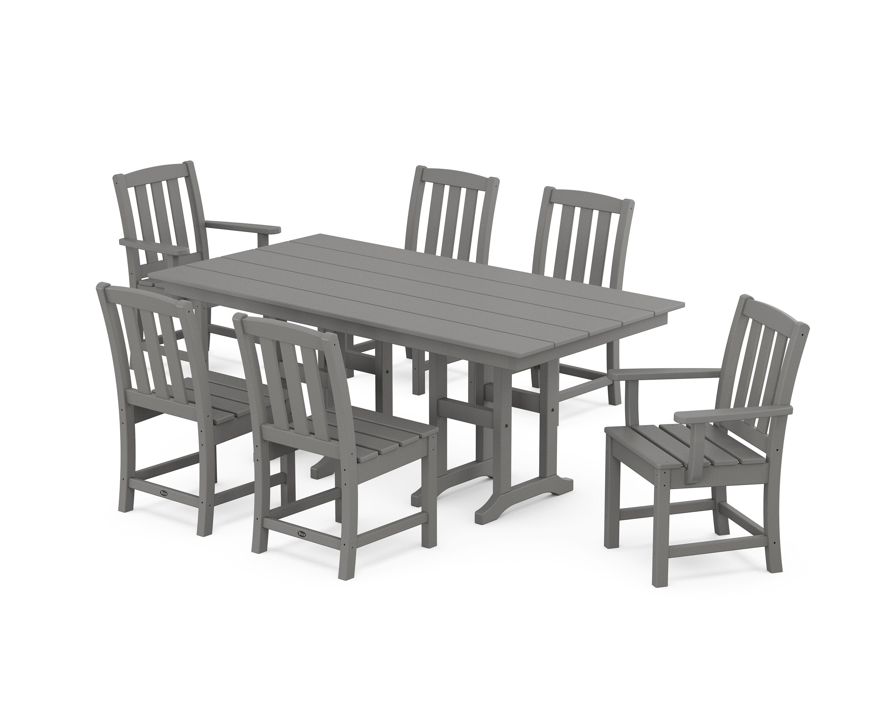 Trex Outdoor Furniture TXS2025-1-SS Cape Cod 7 -Piece Stepping Stone Patio Dining Set Plastic Rectangle Table with 6 Stationary Chairs