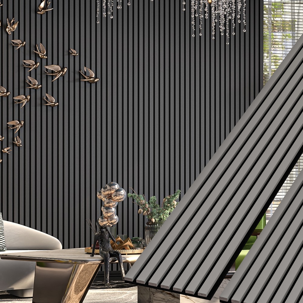HIGHLANDERHOME ACPSC02DARKGRAY 94-in x 12-in Gray Veneer Acoustical Sound Absorbing Panel