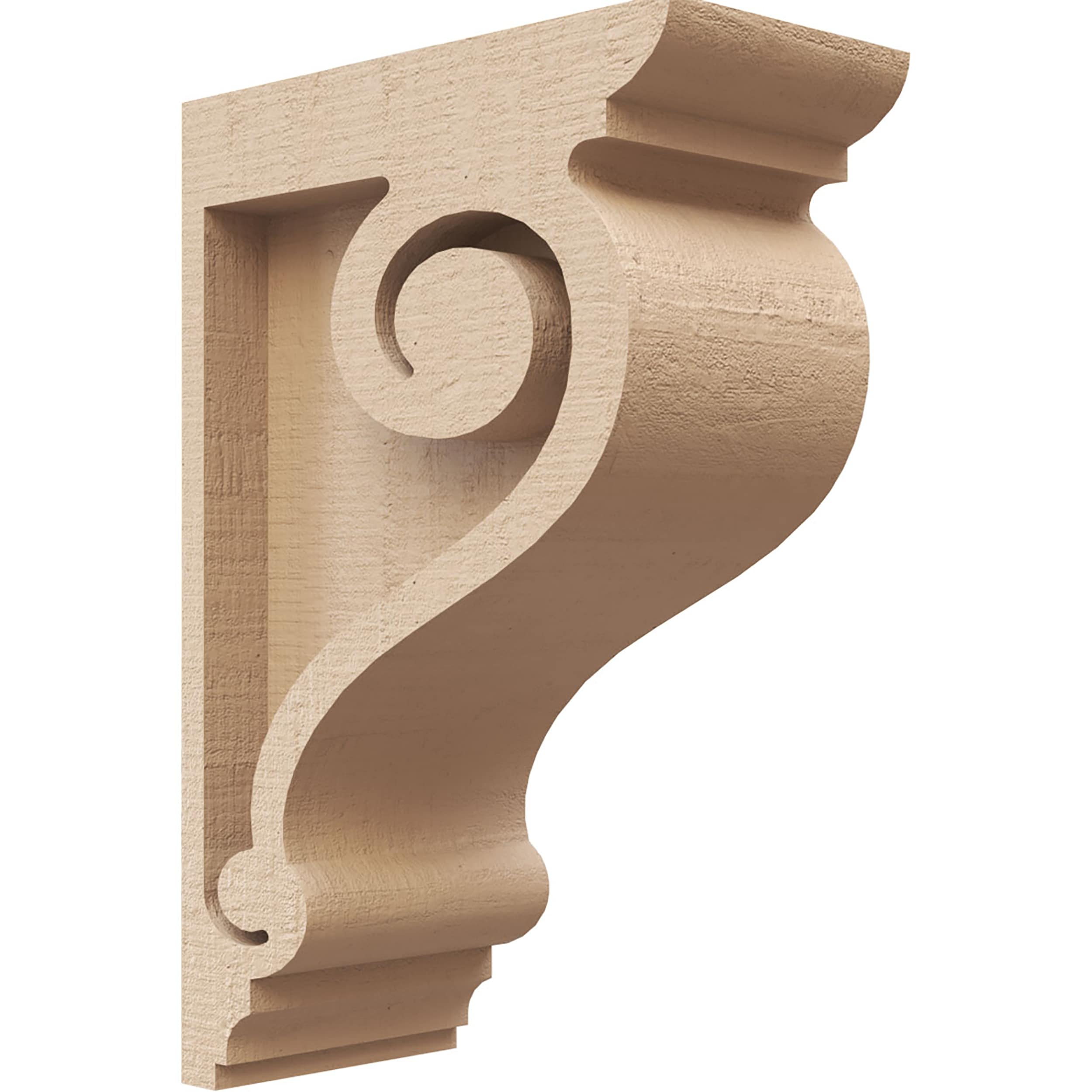 Ekena Millwork CORU02X04X06SCRRCPR 6-in x 4-in x 6-in Rough Cedar Woodgrain TimberThane Primed Urethane Paintable/Stainable Corbel