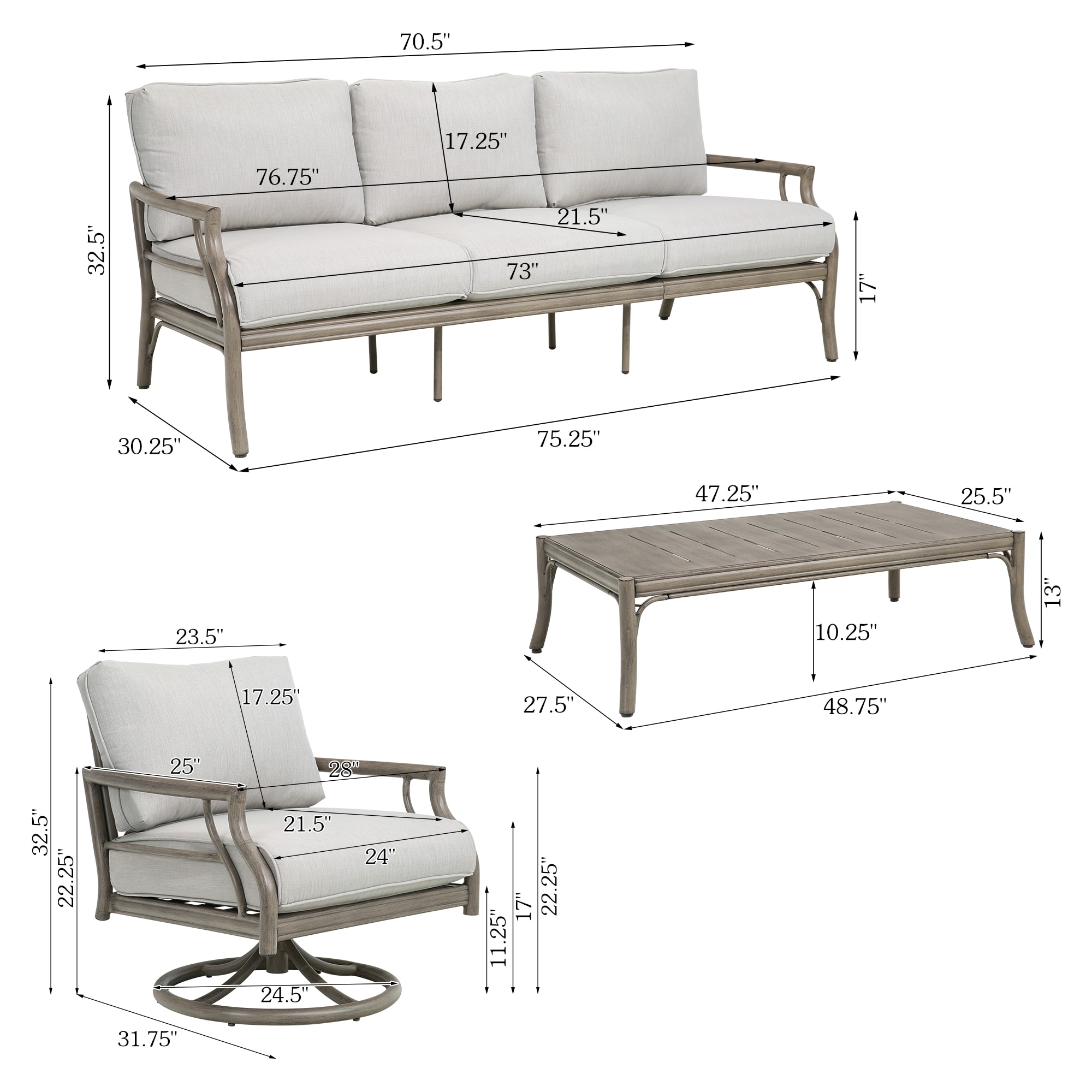 PEAK HOME FURNISHINGS 970457-458-459-HB Patio-Conversation-Sets - View #3