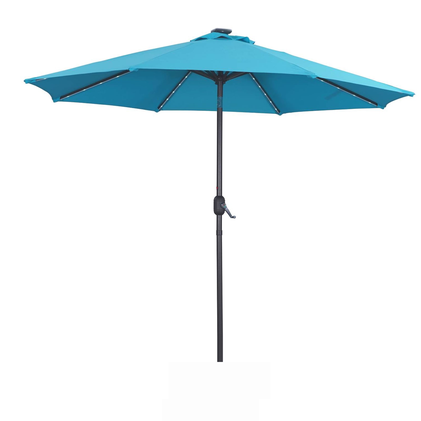 CASAINC YH-OB-OTU009RD 9-ft Steel Blue Crank Cantilever Patio Umbrella with Lights