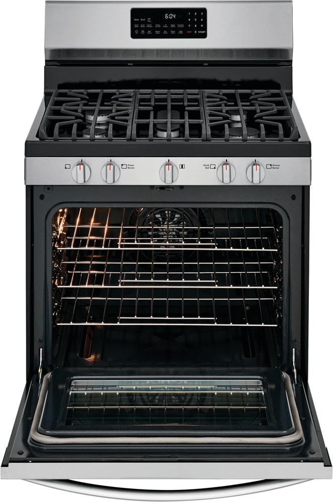 Frigidaire Gallery 30-in 5 Burners 5.6-cu ft Self and Steam Cleaning Air  Fry Convection Oven Slide-in Natural Gas Range (Fingerprint Resistant  Stainless Steel) in the Single Oven Gas Ranges department at