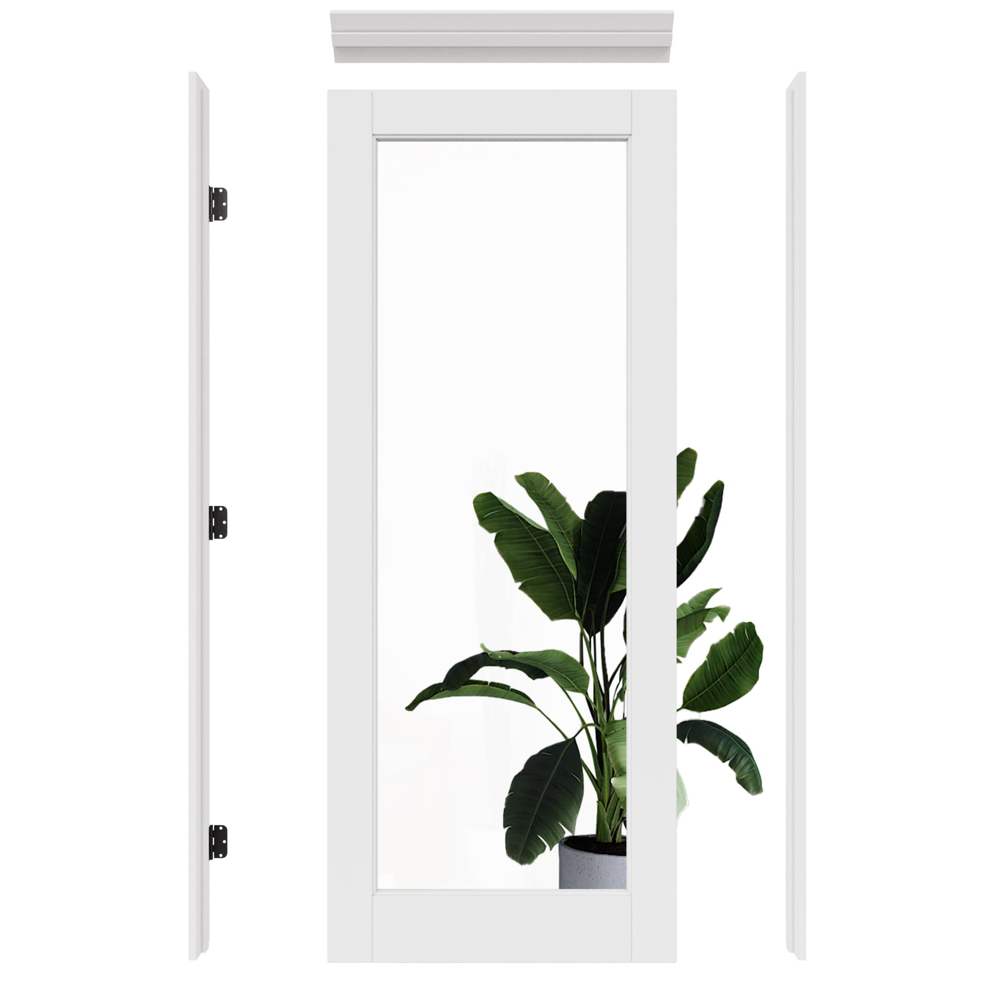 JUJUBON IN-PRE1C-32-R 32-in x 80-in White Quickly Assemble Jamb Solid core 1-panel Clear glass Right hand Smooth Prefinished MDF Flat Jamb Single Prehung Interior Door