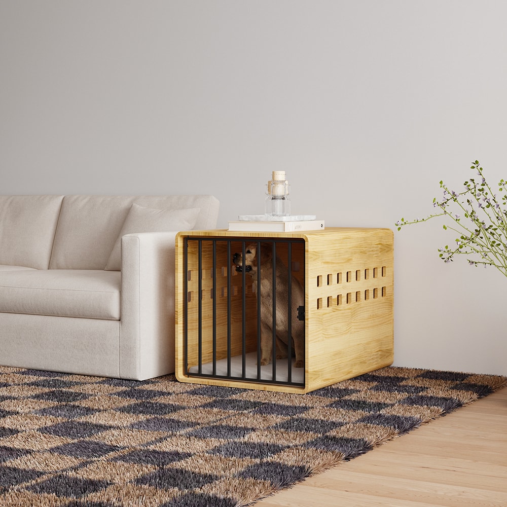 Homsee WIAWG Stylish Wooden Dog Crate with Ventilated Design and Steel ...