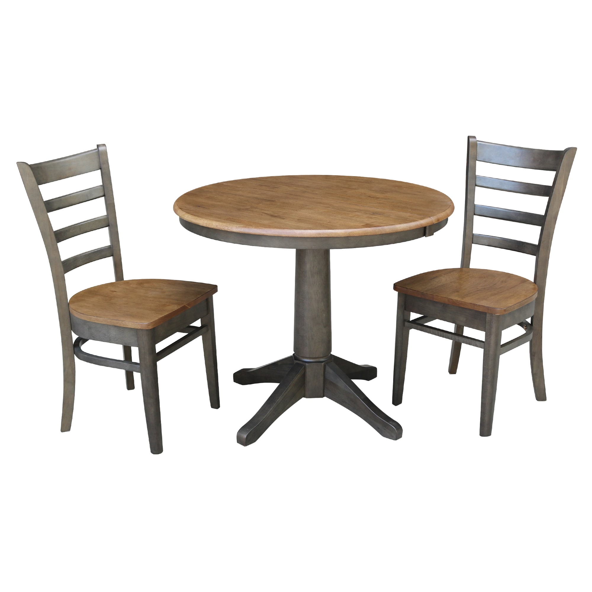 International Concepts K45-36RXT-27B-C617-2 Hickory/washed coal Traditional Dining Room Set with Round Table ( Seats 4 )