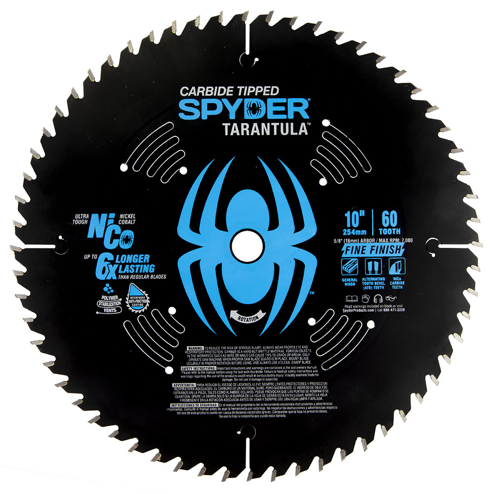 Spyder Fine Finish 10-in 60-Tooth Fine Finish Tungsten Carbide-tipped Steel  Miter/Table Saw Blade in the Circular Saw Blades department at