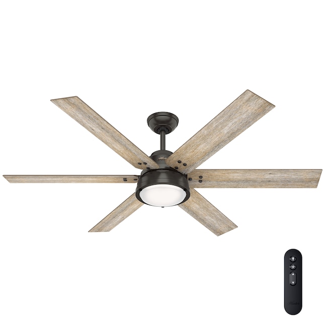 Hunter Hollister 60 In Noble Bronze Led Indoor Ceiling Fan With Light Remote 6 Blade The Fans Department At Com - Can You Get A New Remote For Ceiling Fan