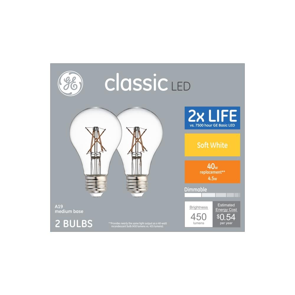 GE 40-Watt EQ A19 Soft White Medium Base (e-26) Dimmable LED General ...