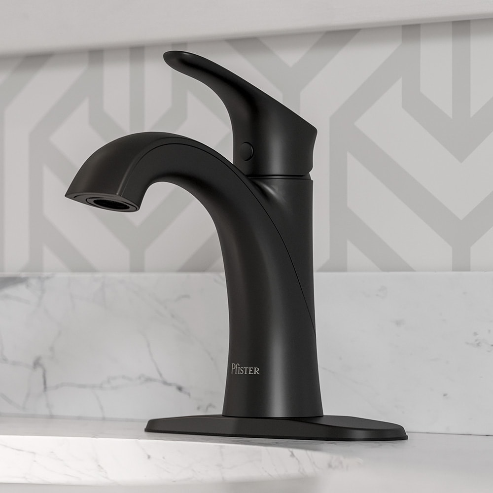 Pfister LG42-WR0B Weller Matte Black Single hole 1-handle WaterSense High-arc Commercial/Residential Handle Bathroom Sink Faucet