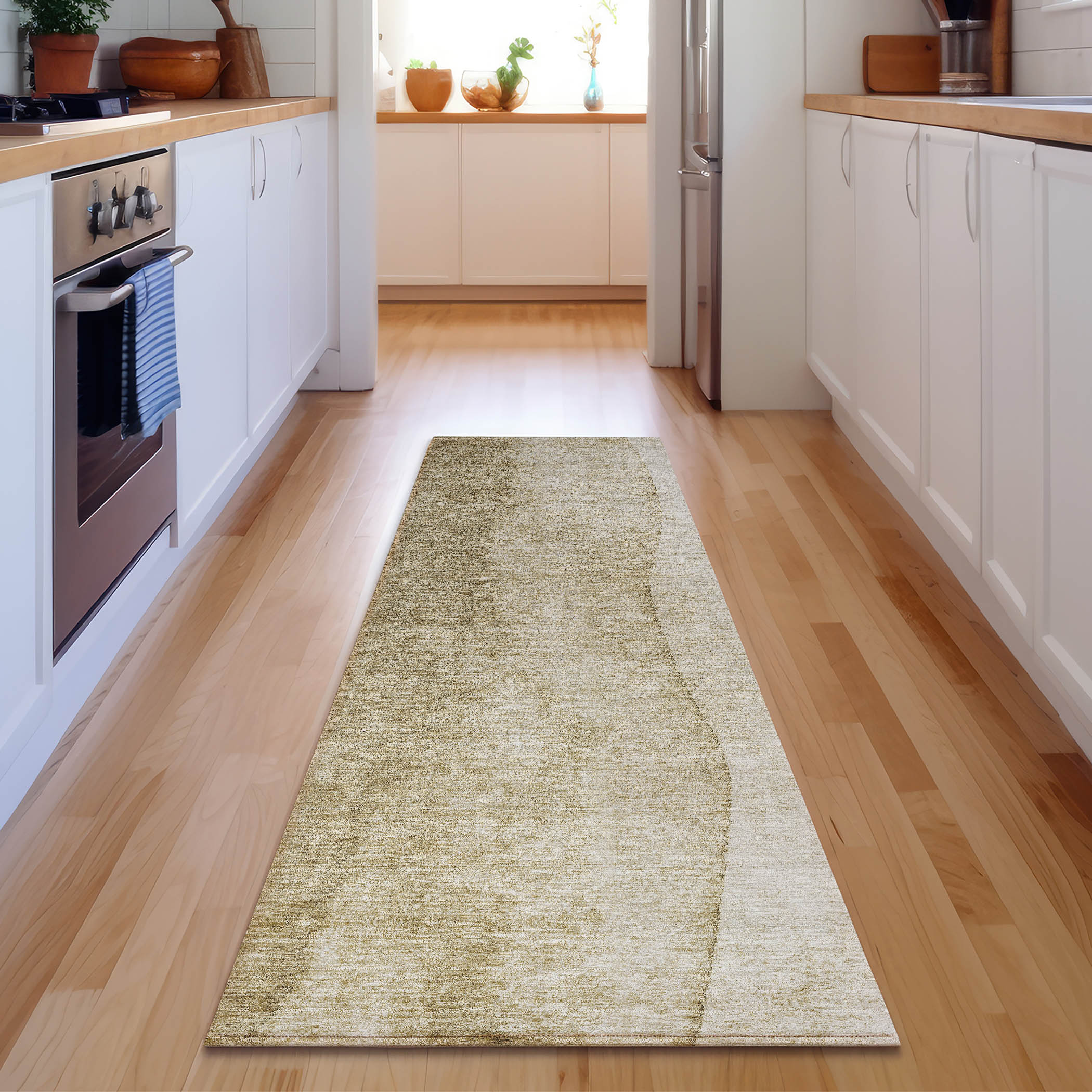 Addison Rugs AMF625TP2X8 Mayfield AMF625TP 2 x 7 (ft) Polyester Taupe Rectangular Indoor Ombre Machine washable Runner rug