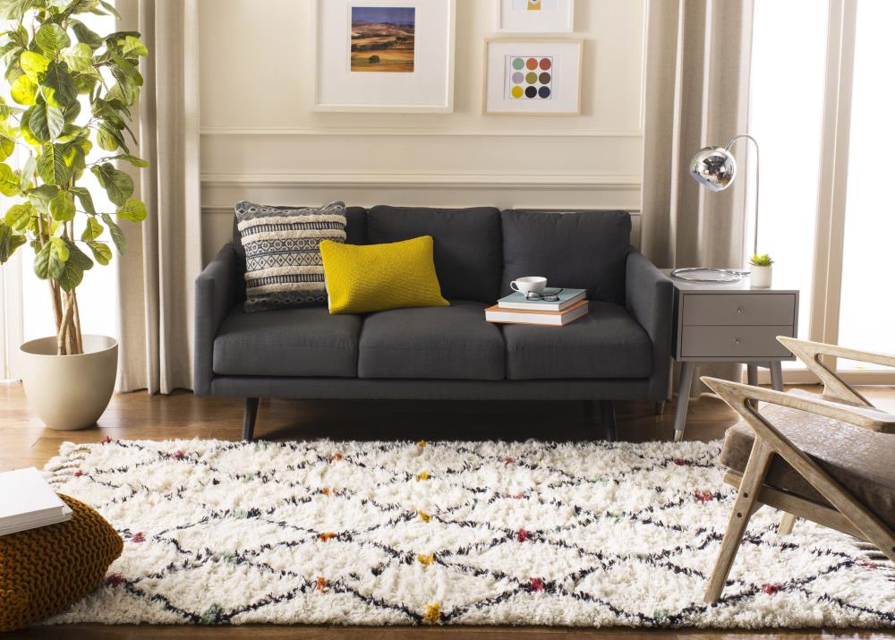 Ivory Hand-Tufted Wool Shag Rug, 4' x 6'