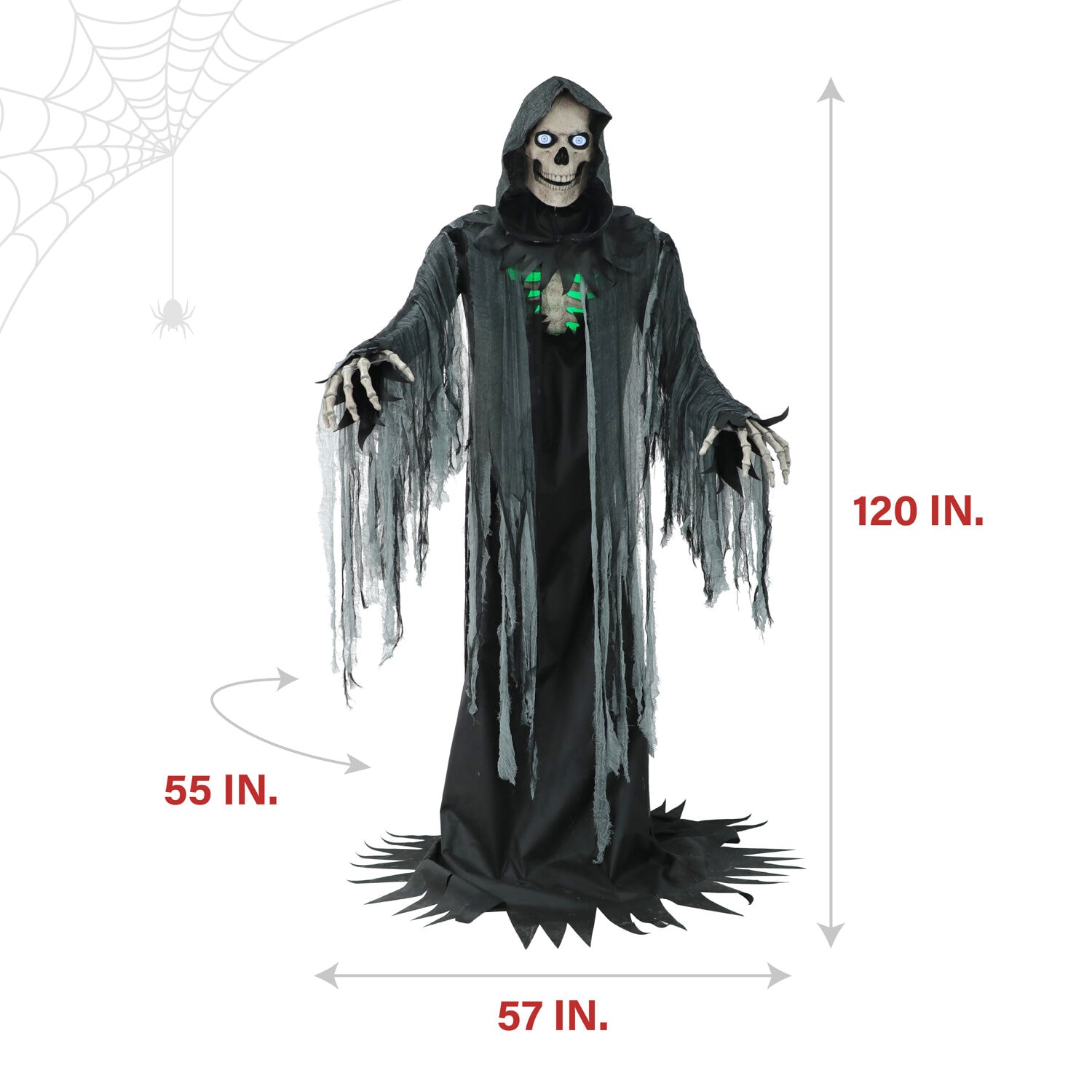 Haunted Hill Farm 10-ft Freestanding Talking Lighted Reaper Animatronic ...