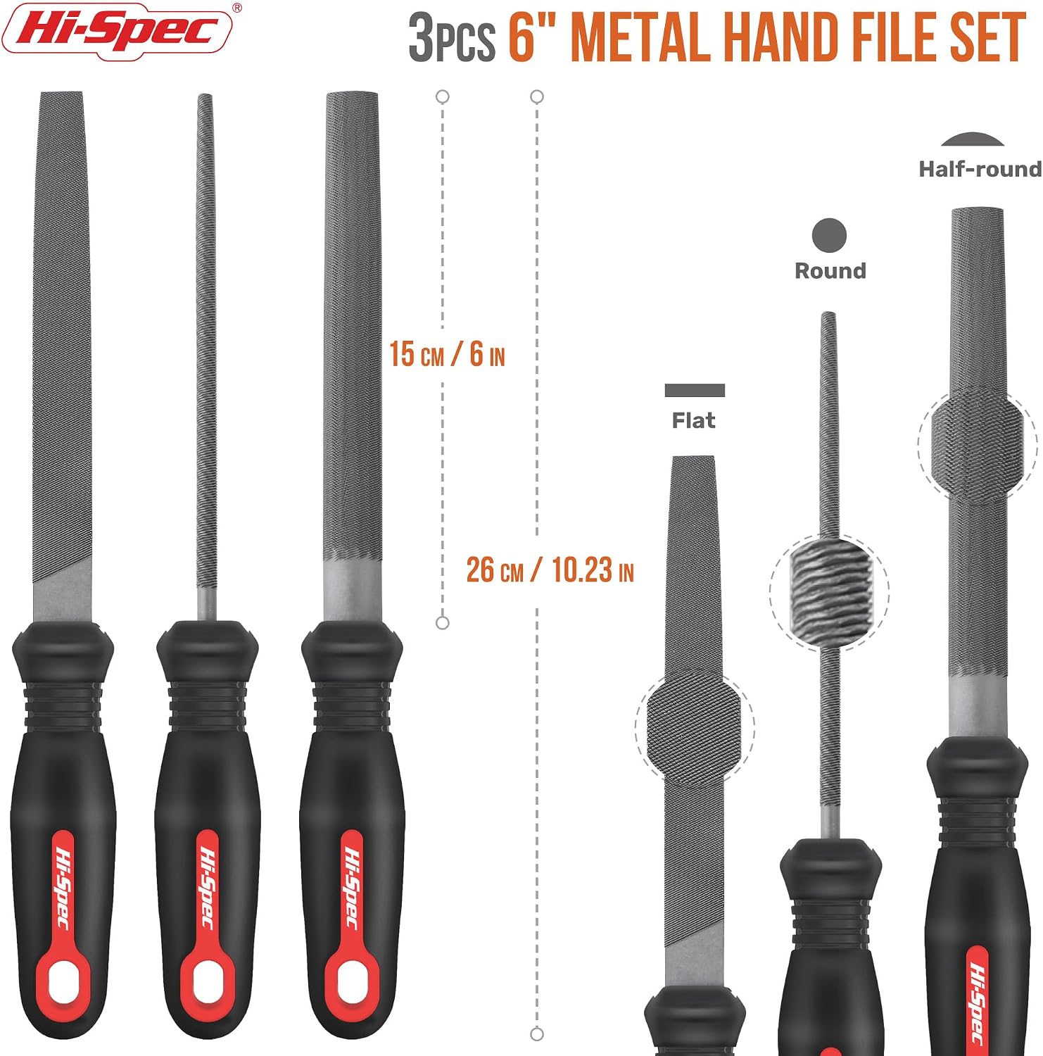 Hi-Spec Hand File Set for Wood and Metal Work with Case #6945583100942