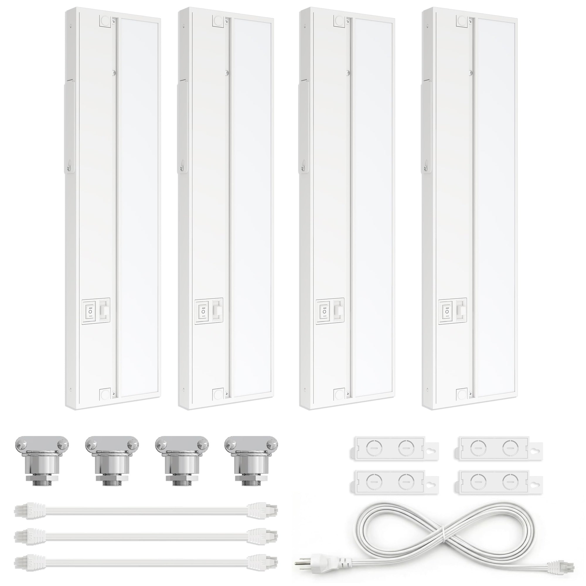 AOIZGMY  4 Pack 12 Inch Under Cabinet LED Light Kit Hardwired or Plug In Dimmable 2700K 4000K 5000K 360 Lumen 90 CRI Linkable White