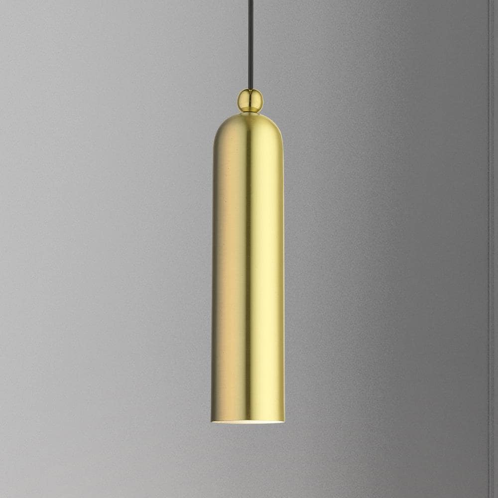 Elegant Satin Brass LED Pendant Light for Indoor/Outdoor Use