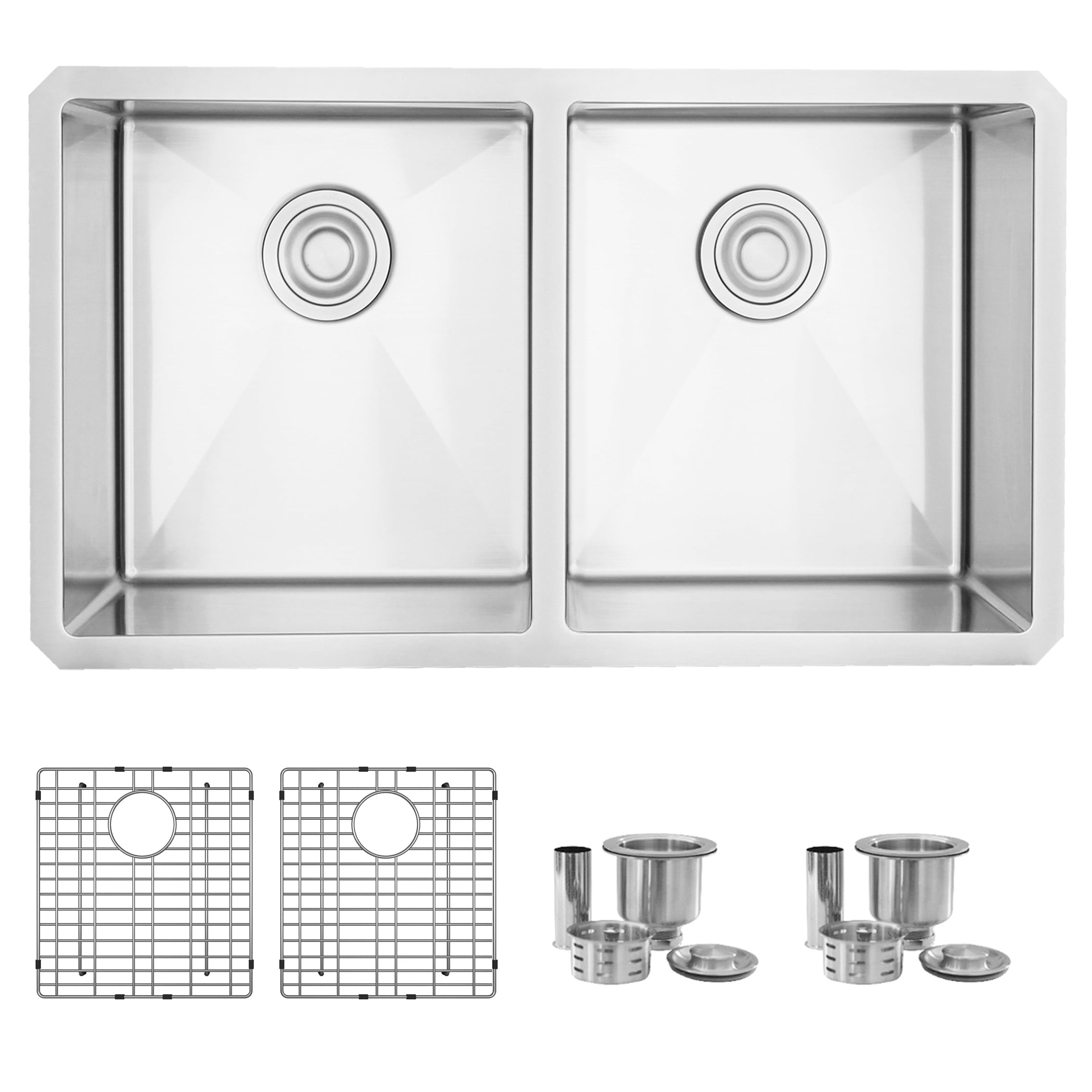 Stylish S-301XG1 Undermount 32-Inches x 18-Inches Stainless steel Double equal bowl 16 -Gauge Kitchen Sink