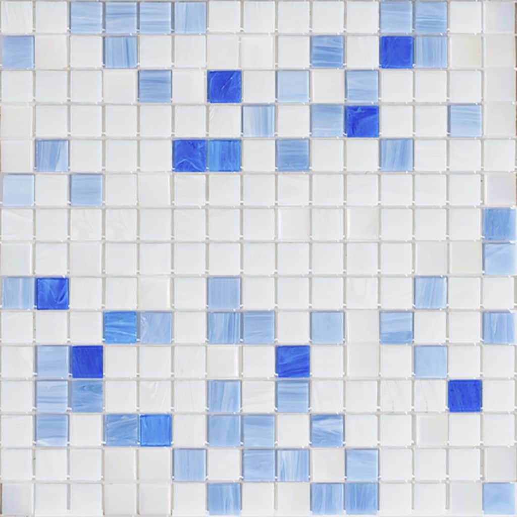 Apollo Tile APLNAVYMIX1A Mingles White and Light Blue 12-in x 12-in Glossy Glass Patterned Mosaic Floor and Wall Tile (20-sq. ft/ Carton)