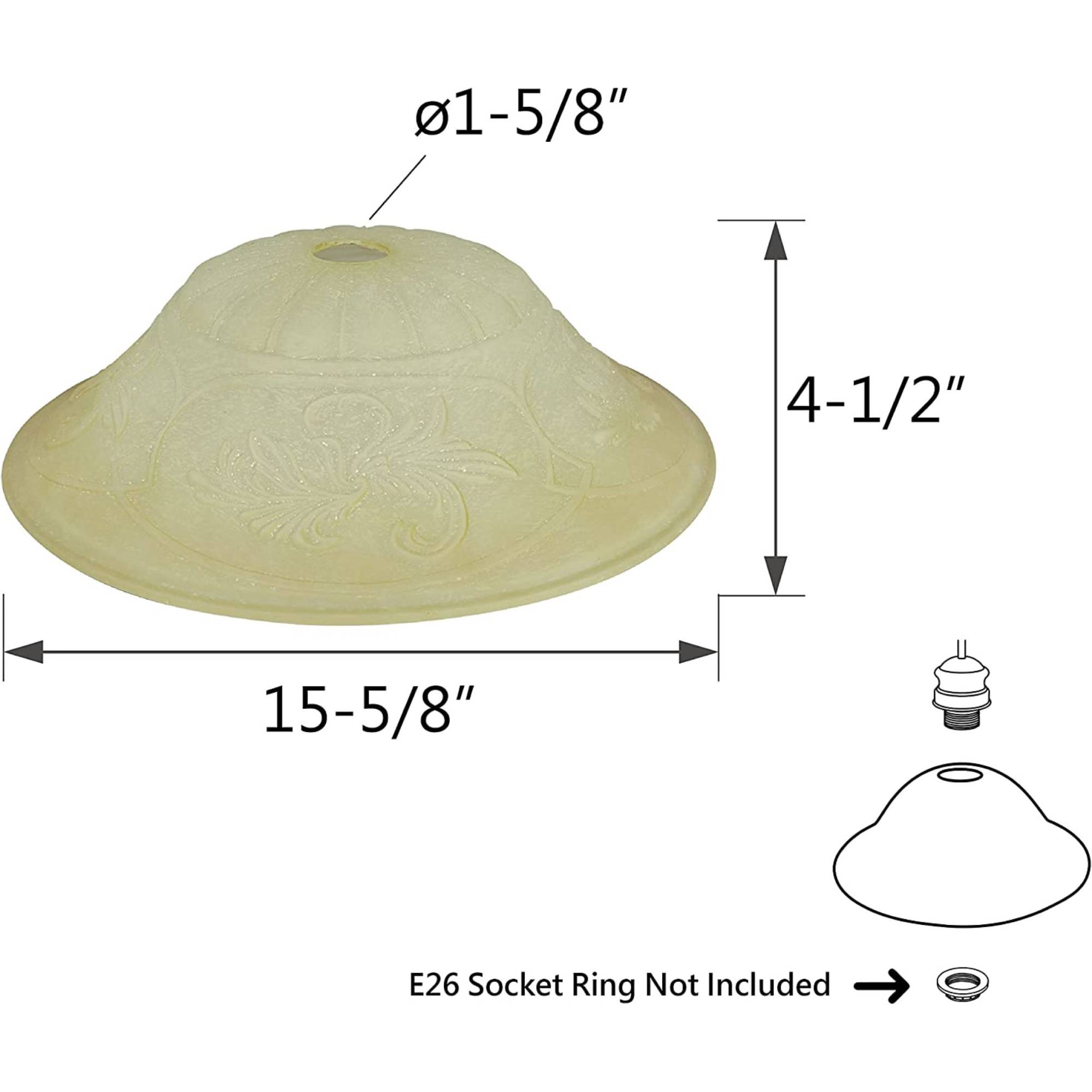 Amber Medium Glass Torchiere Shade for Uplighting