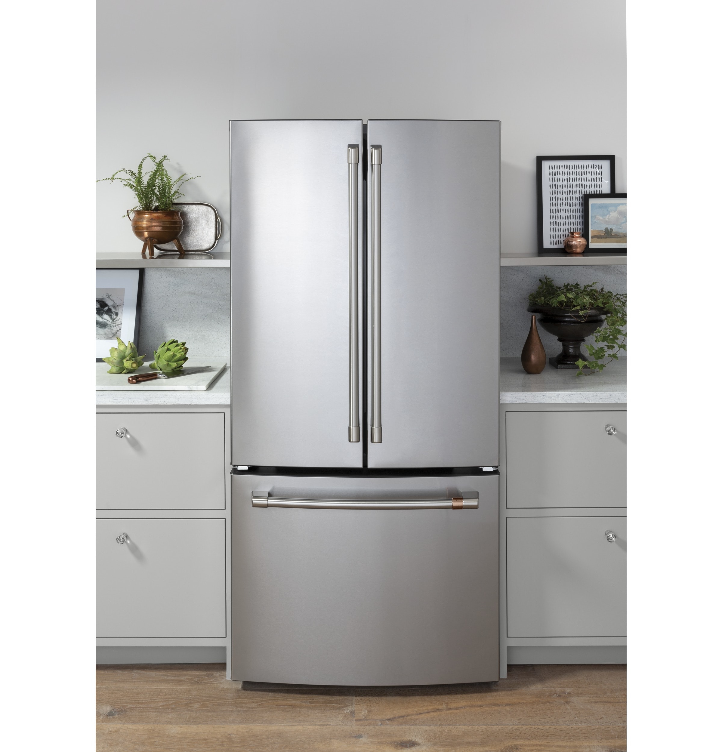 CAFE 4 Piece Kitchen Package with a 18.6 Cu. Ft. Matte White Counter-Depth  French-Door Refrigerator