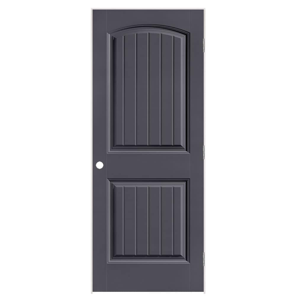 Masonite 1443823 32-in x 80-in Slate Solid core 2-panel round top plank Left hand Smooth Prefinished Molded composite Flat Jamb Single Prehung Interior Door