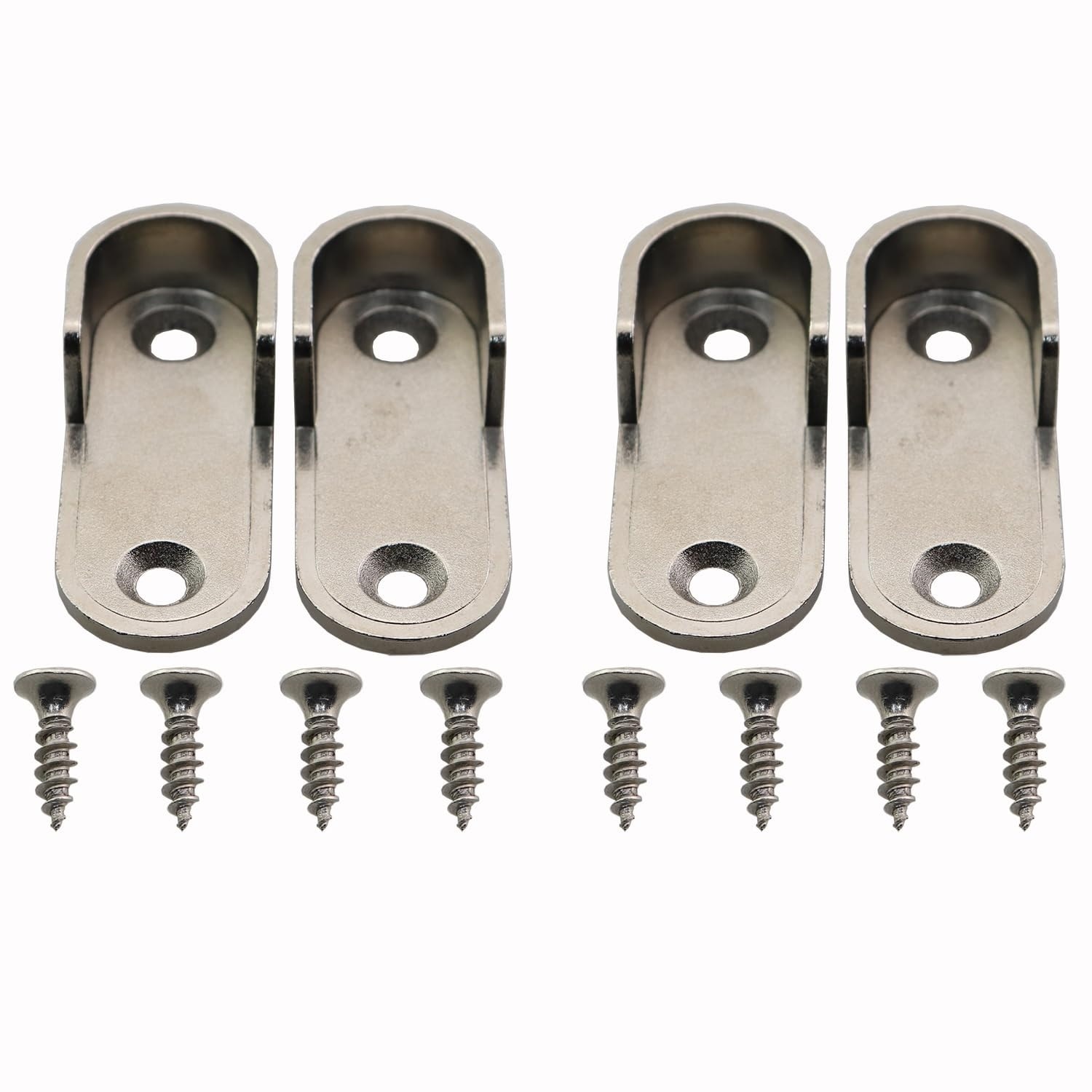 Aoibox  4 Pack Oval Closet Rod End Support Brackets 1 88 x 0 74 in Zinc Alloy Nickel Plated Finish with Unit