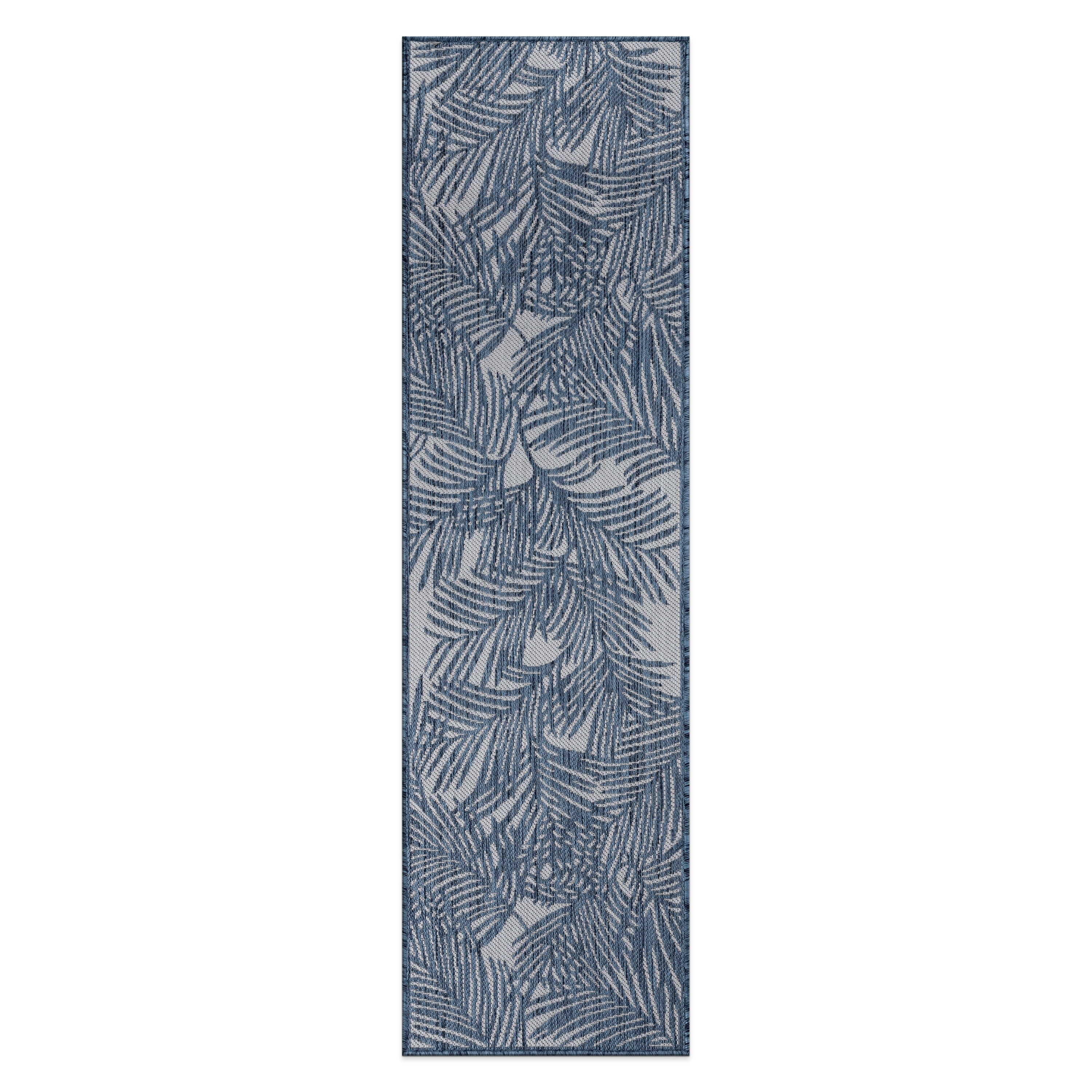 World Rug Gallery 118NAVY2X7 Summer 2 x 7 (ft) Loomed Polypropylene Navy Rectangular Indoor/Outdoor Floral/Botanical Tropical Area rug