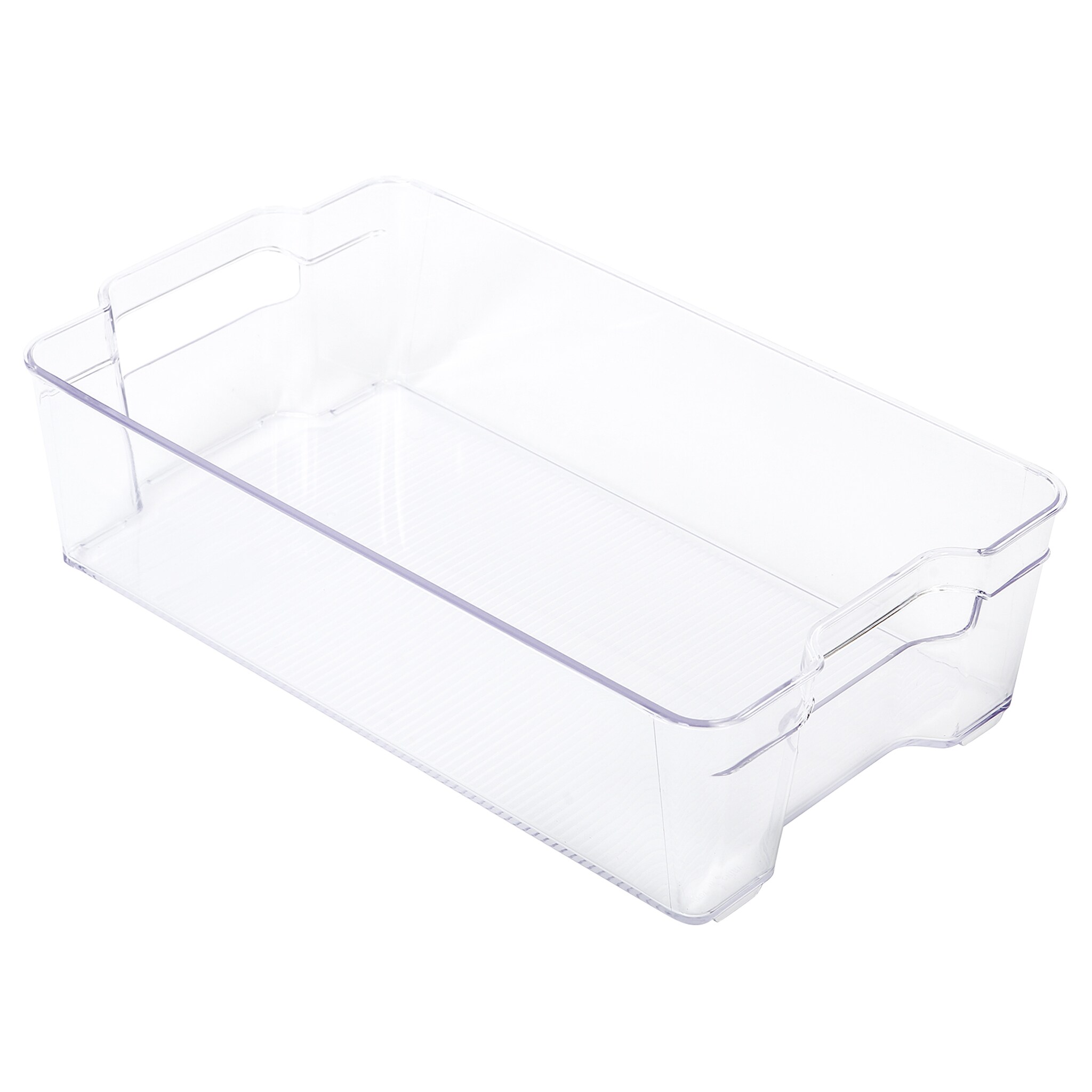 Smart Design Stackable Refrigerator Bin - (8 x 15 inch) - w/Handle - BPA Free Polyethylene - for Fridge, Freezer, Pantry Organization - Kitchen [Clear