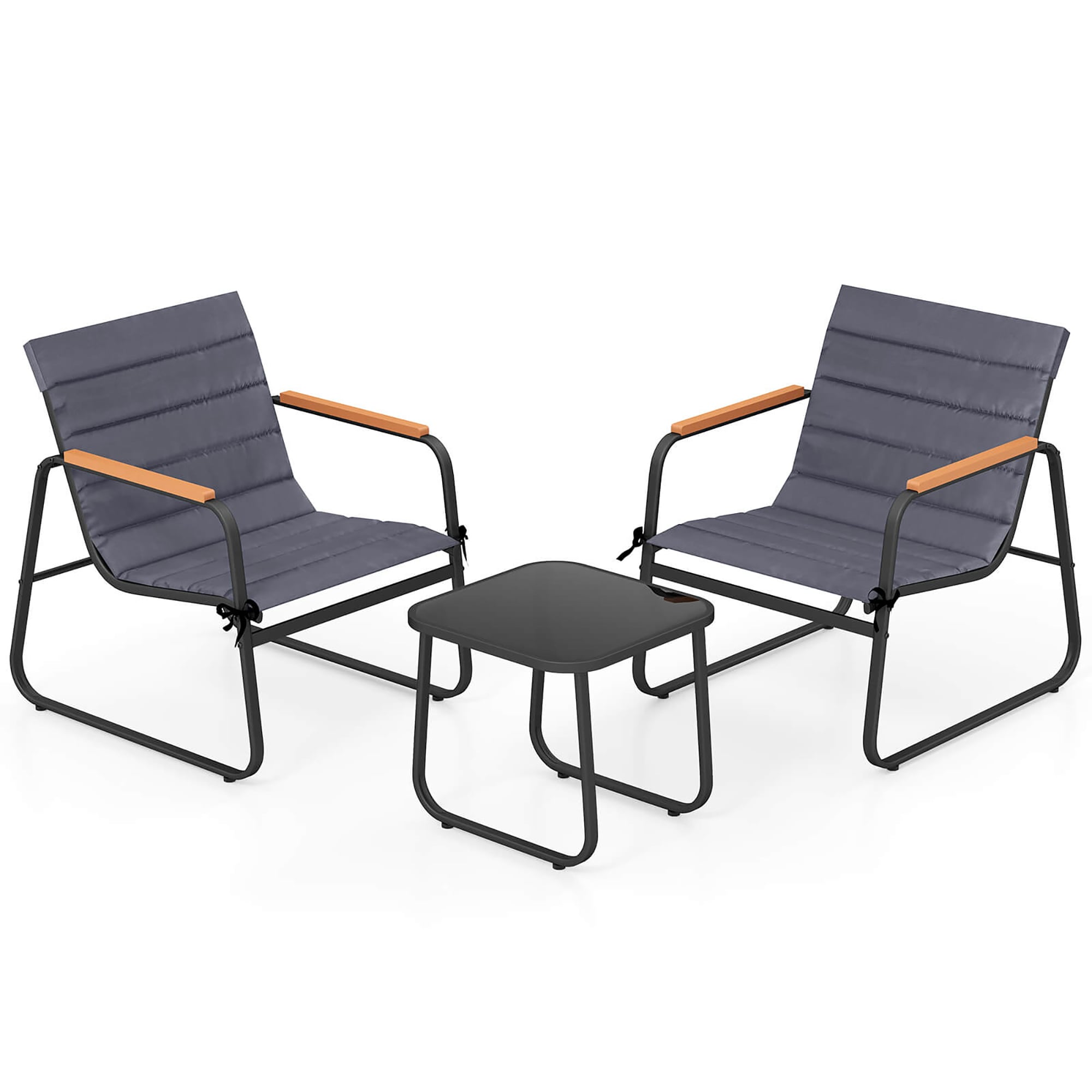 Costway - 3 -Piece Gray Patio Conversation Set
